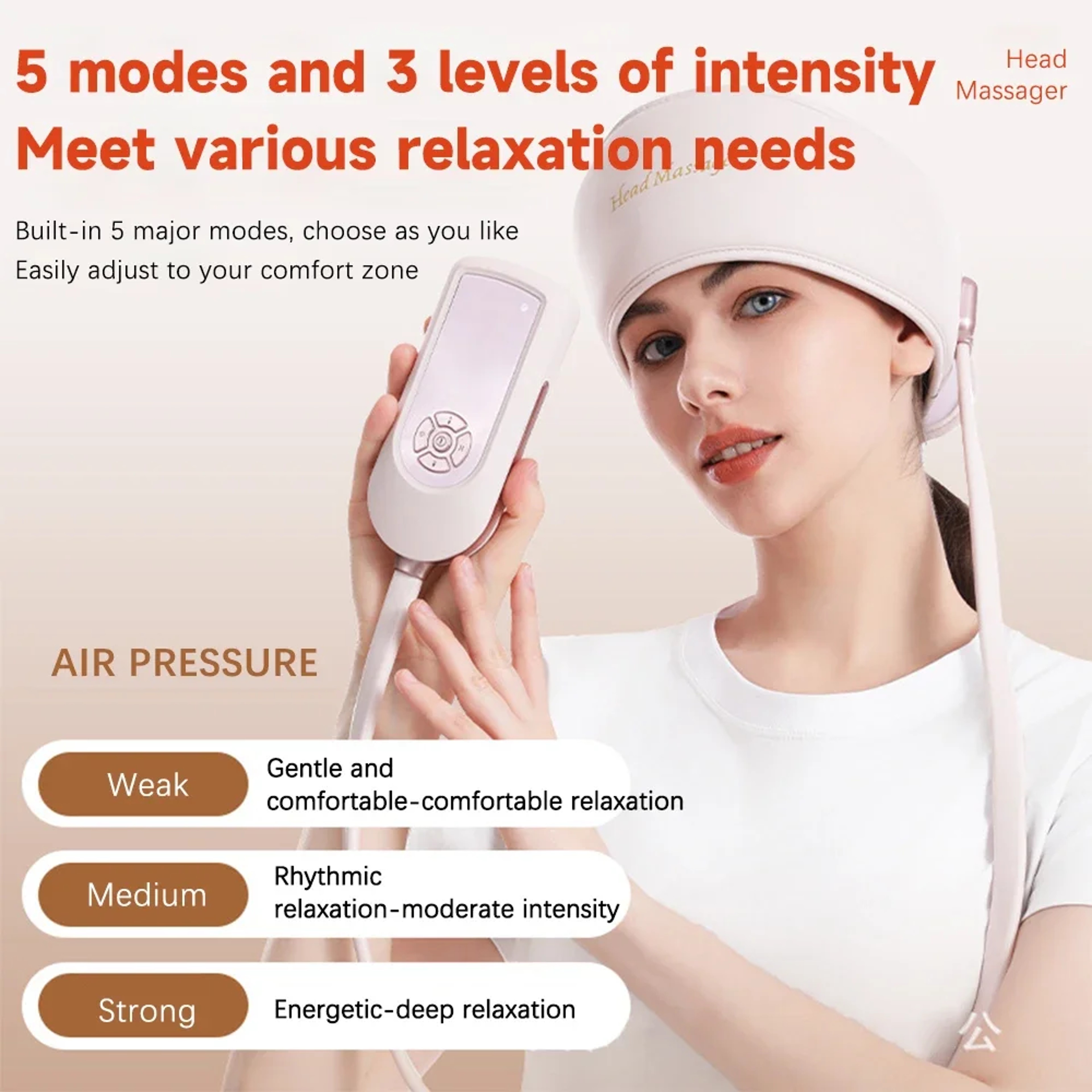 6-Zone Head Massage Device, Electric Head Massager with Heat, Air Pressure Eye Massager, Hot Compress, Music Therapy – view 3