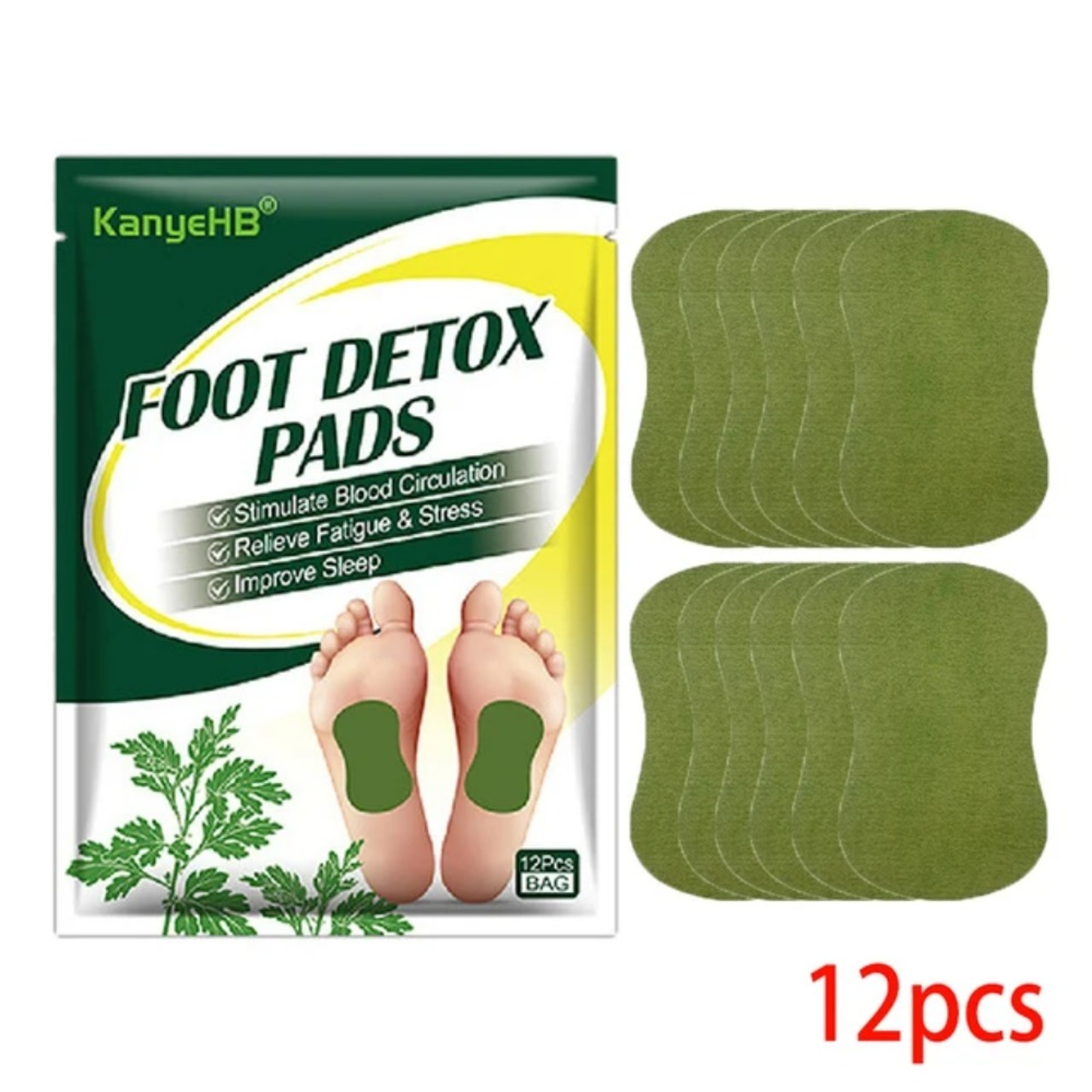 Detox Foot Care Patch 12Pcs Natural Herbal Wormwood Weight Loss Relaxation Stress Relief Deep Clean 4