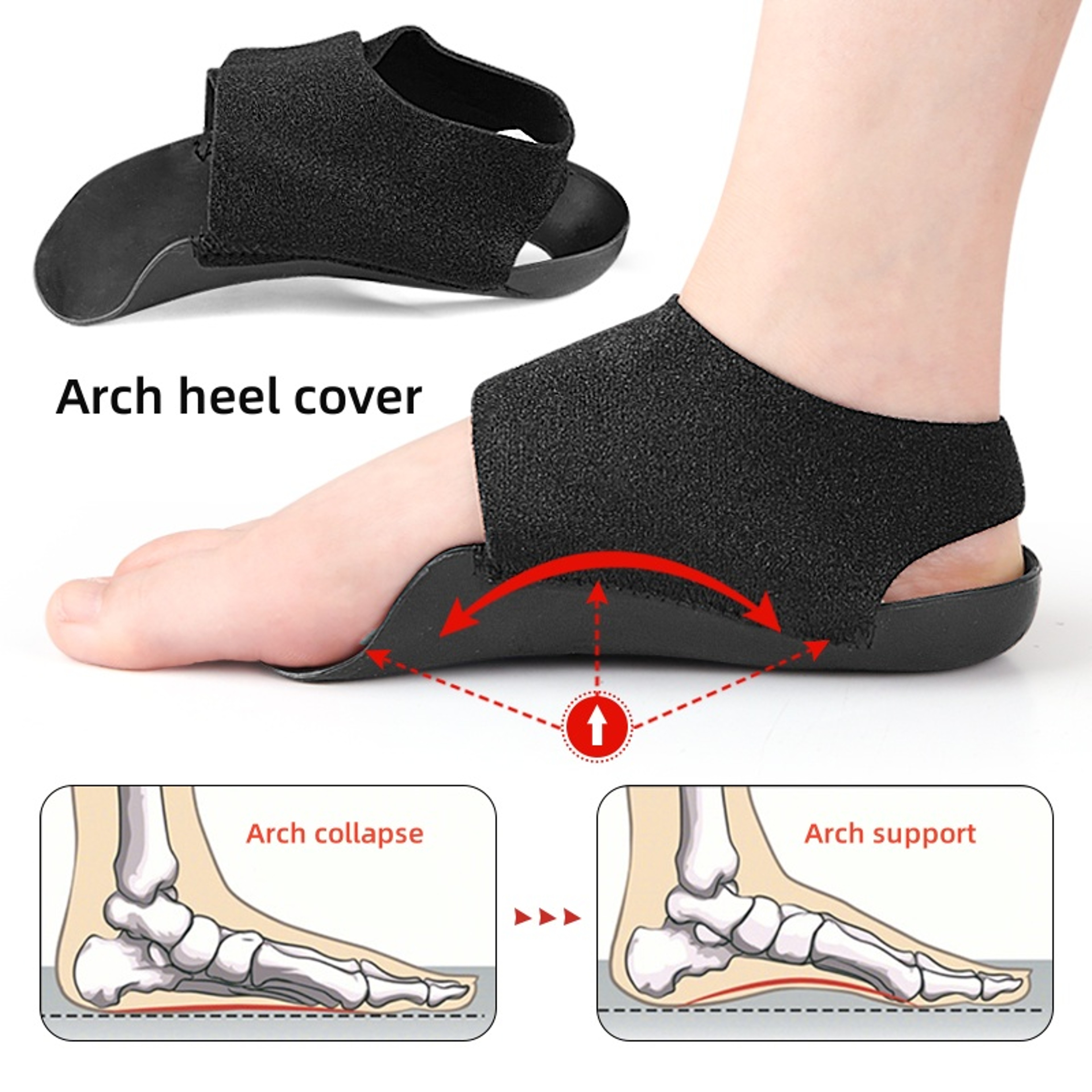 Arch Support Sleeves, Elastic Gel Pads Cushioned, Fabric Arch Socks for Plantar Fasciitis Heels, Flat Foot Pain Relief – view 1