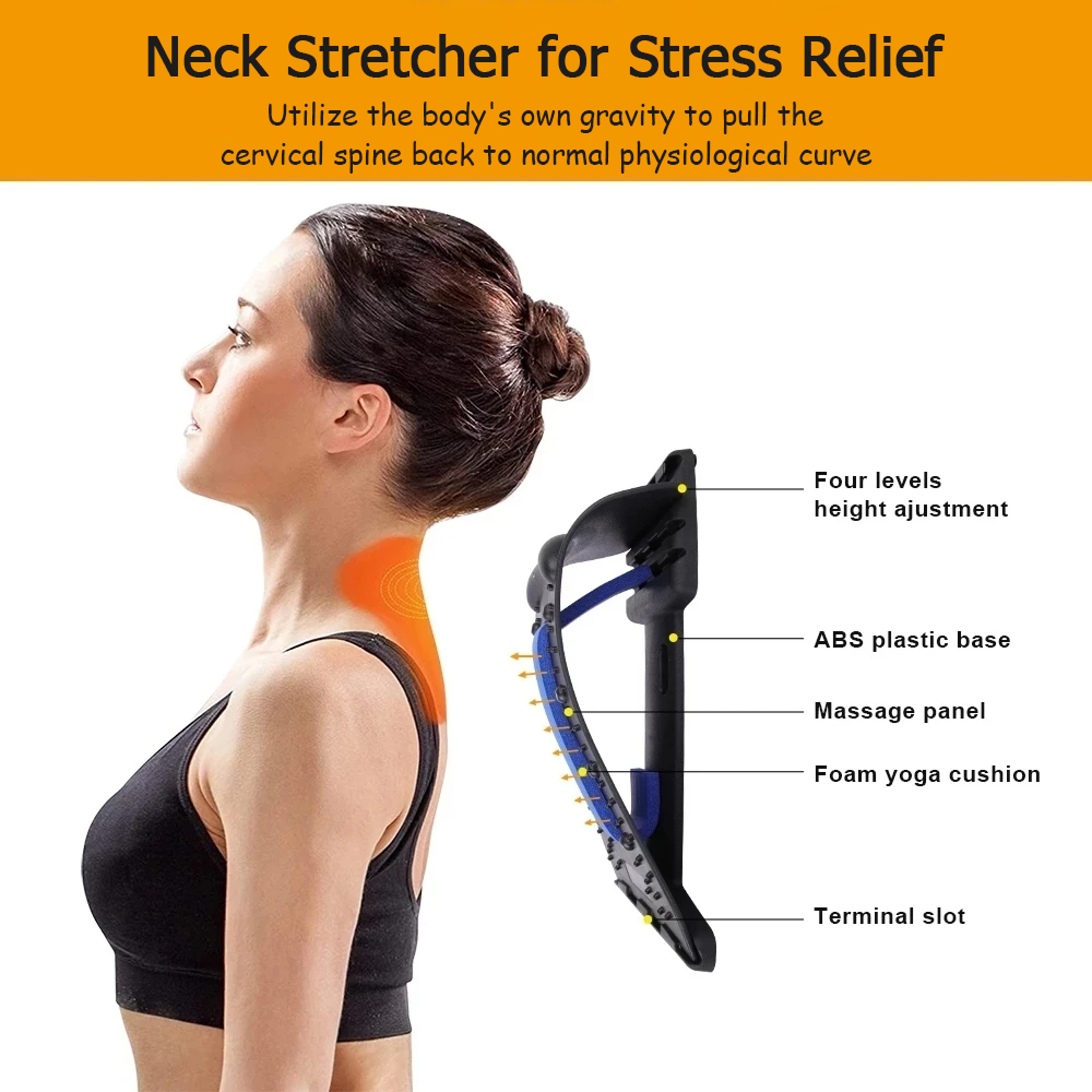 Apparatus Neck Shoulder Stretcher, Cervical Spine Support Relaxer, 4 Level Neck Stretches Massage, Muscle Massage – view 2