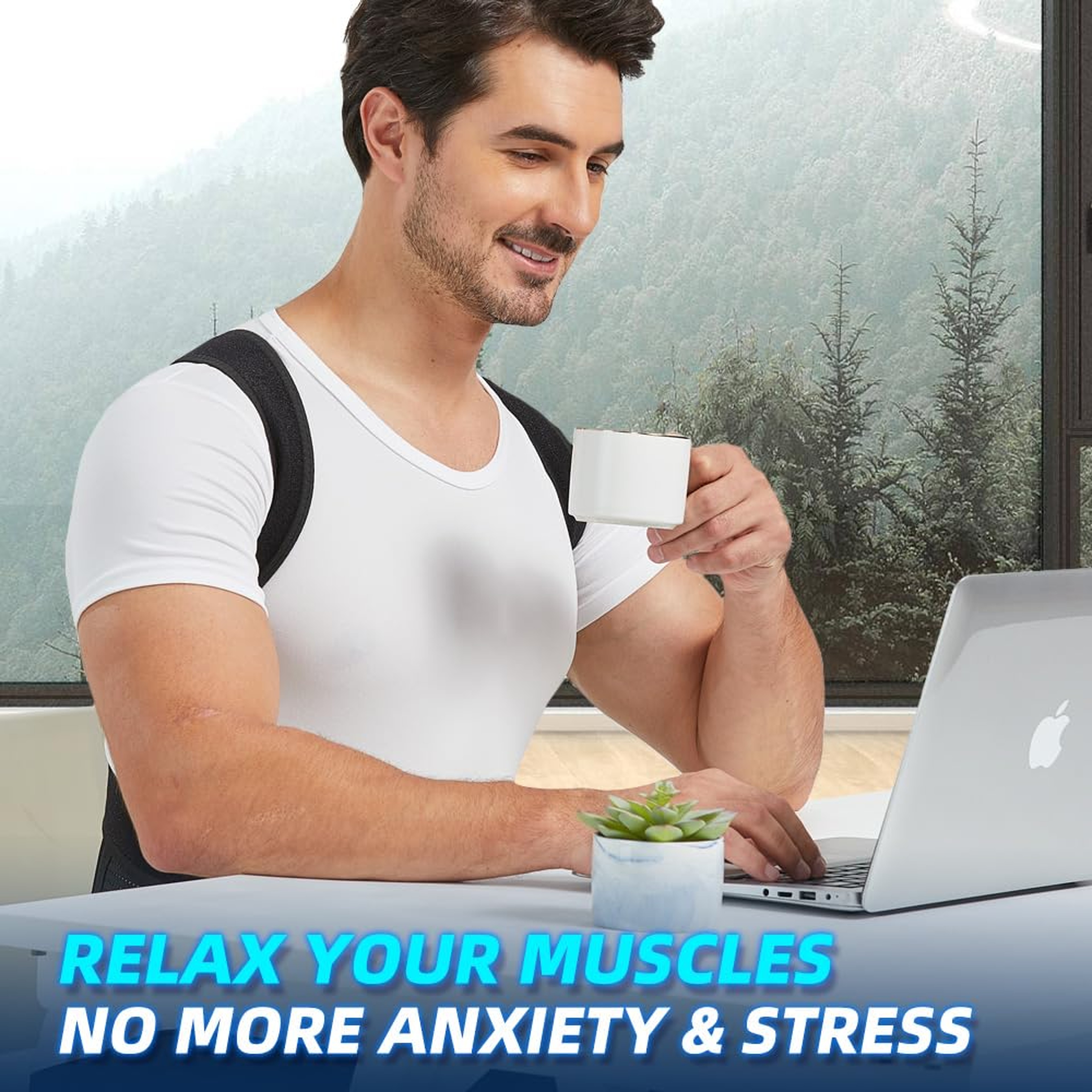 Adjustable Back Brace Posture Corrector, Shoulder Straightener, Full Back Support for Men and Women – view 4