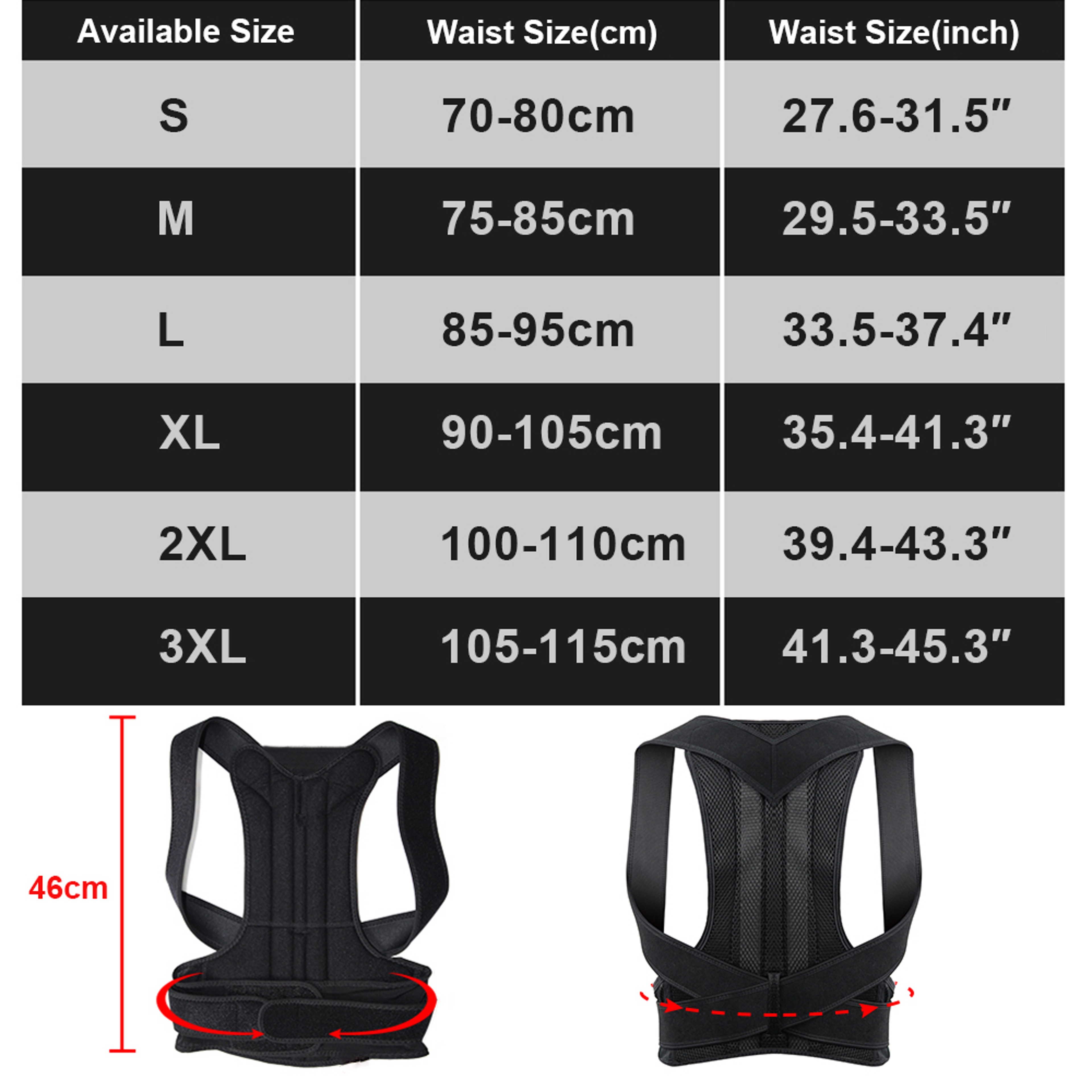 Adjustable Back Brace Posture Corrector, Shoulder Straightener, Full Back Support for Men and Women – view 6