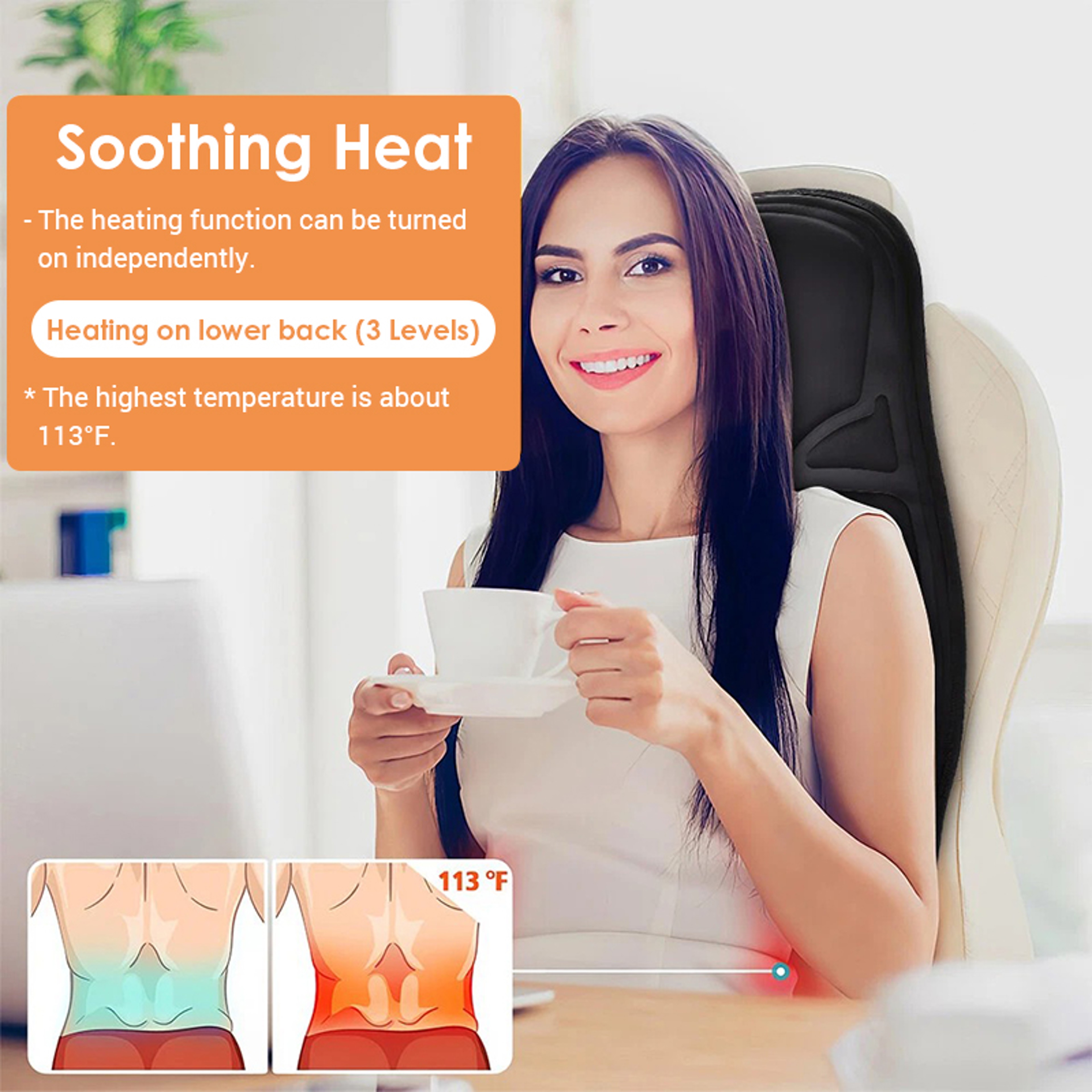 Full Body Massage Chair Cushion Electric Heating Back Massager Mat Lumbar Neck Back Mattress For Ho 4