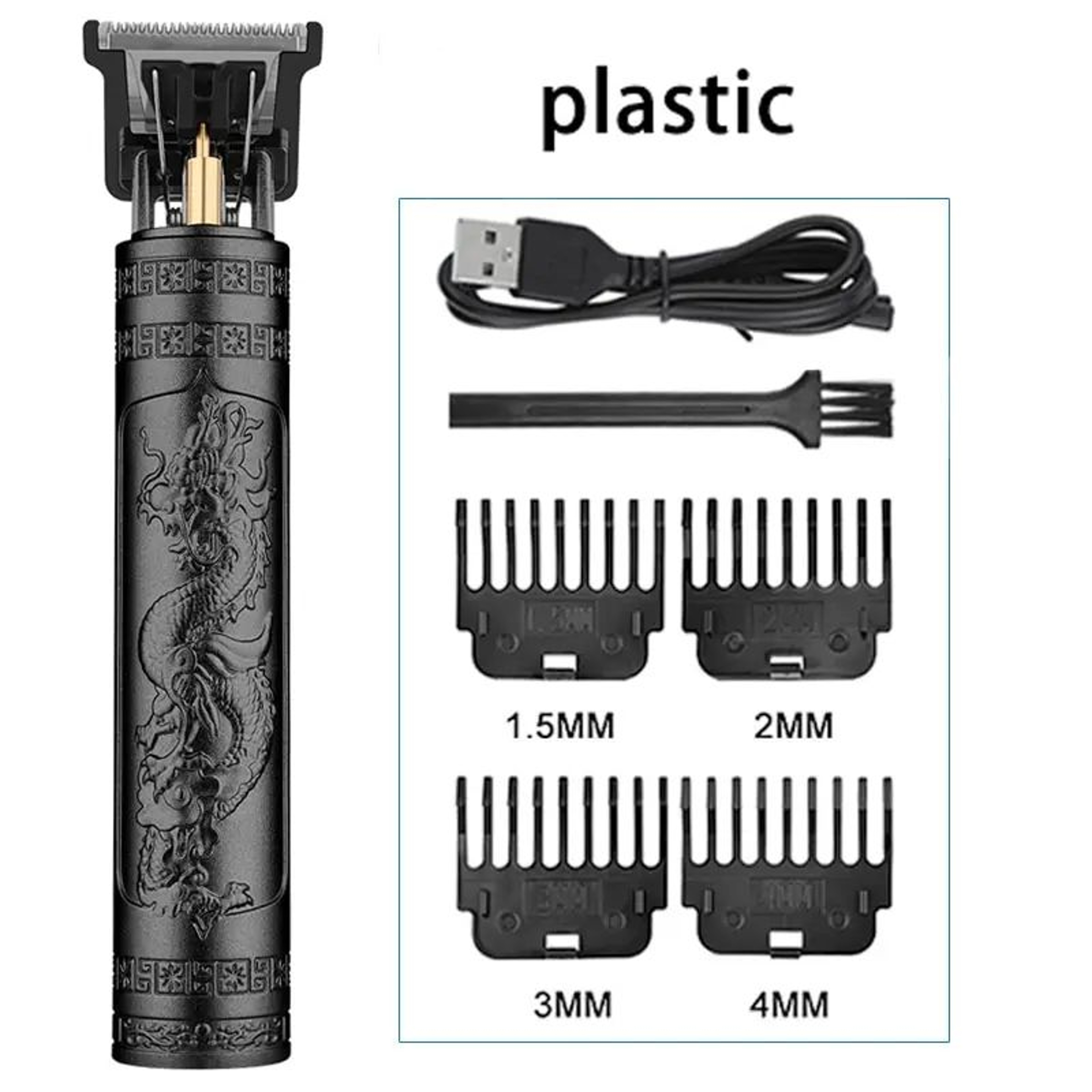 Professional T9 Hair Clipper  Vintage Rechargeable Trimmer  Shaver For Men Dragon Buddha Design 9