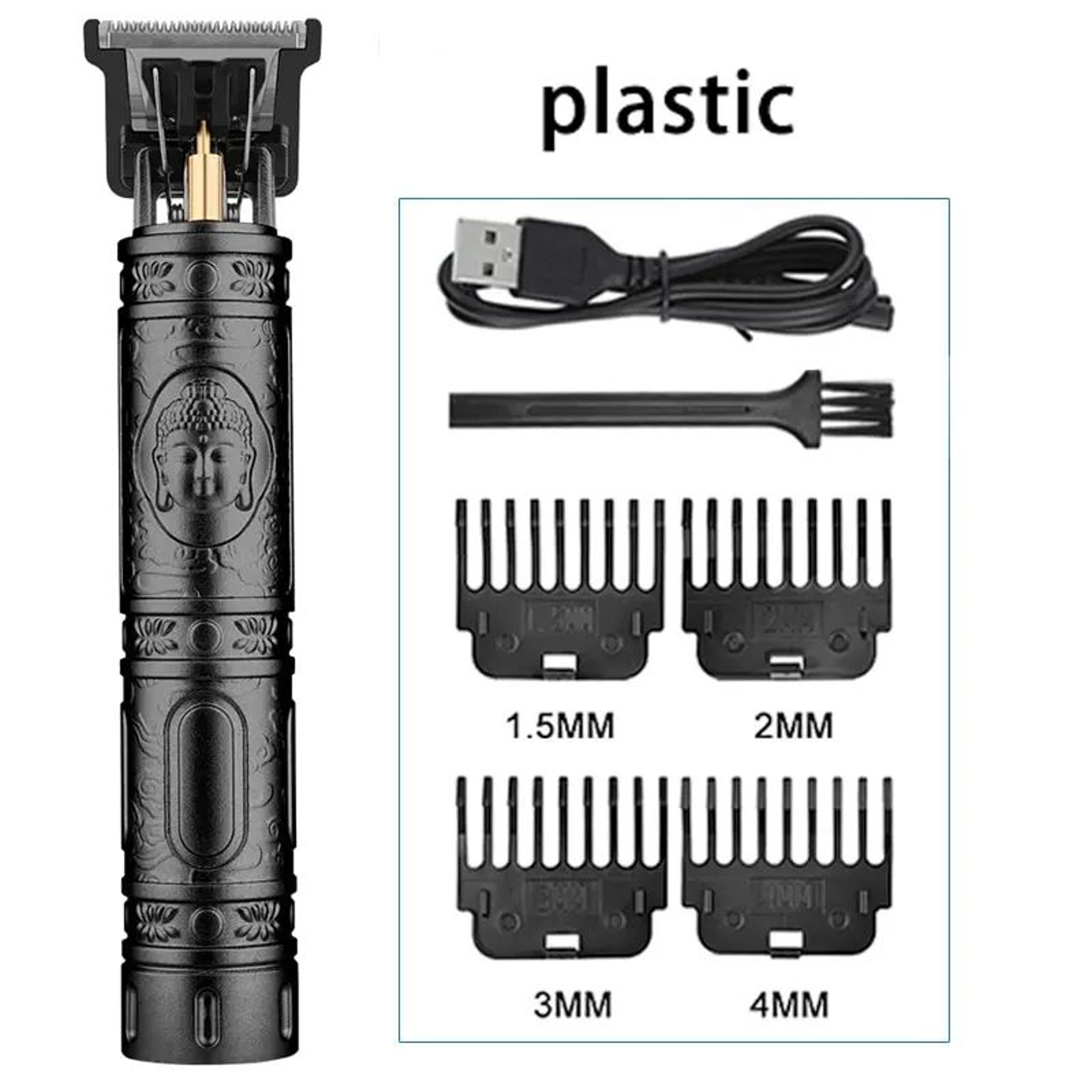 Professional T9 Hair Clipper  Vintage Rechargeable Trimmer  Shaver For Men Dragon Buddha Design 10