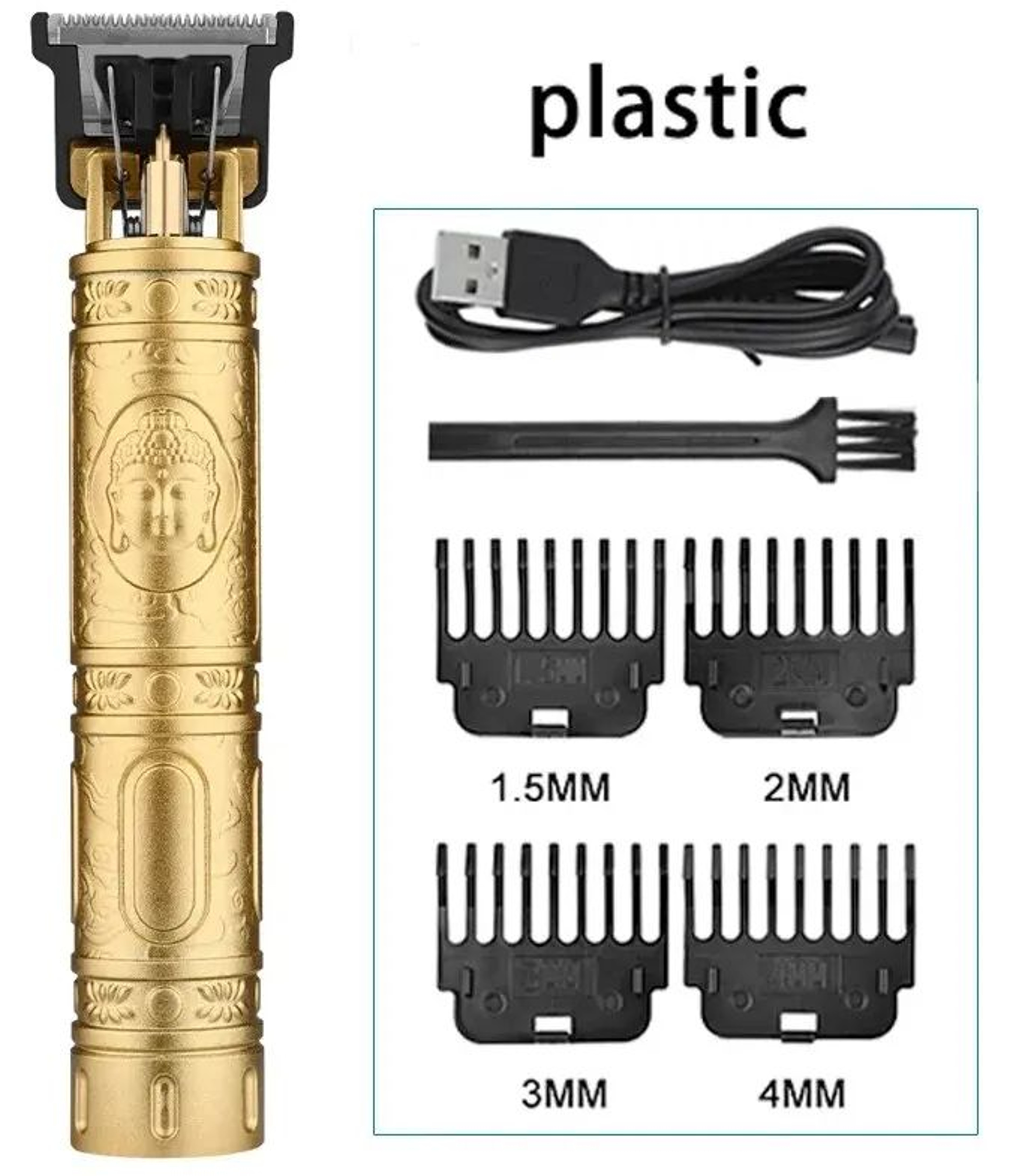 Professional T9 Hair Clipper  Vintage Rechargeable Trimmer  Shaver For Men Dragon Buddha Design 14