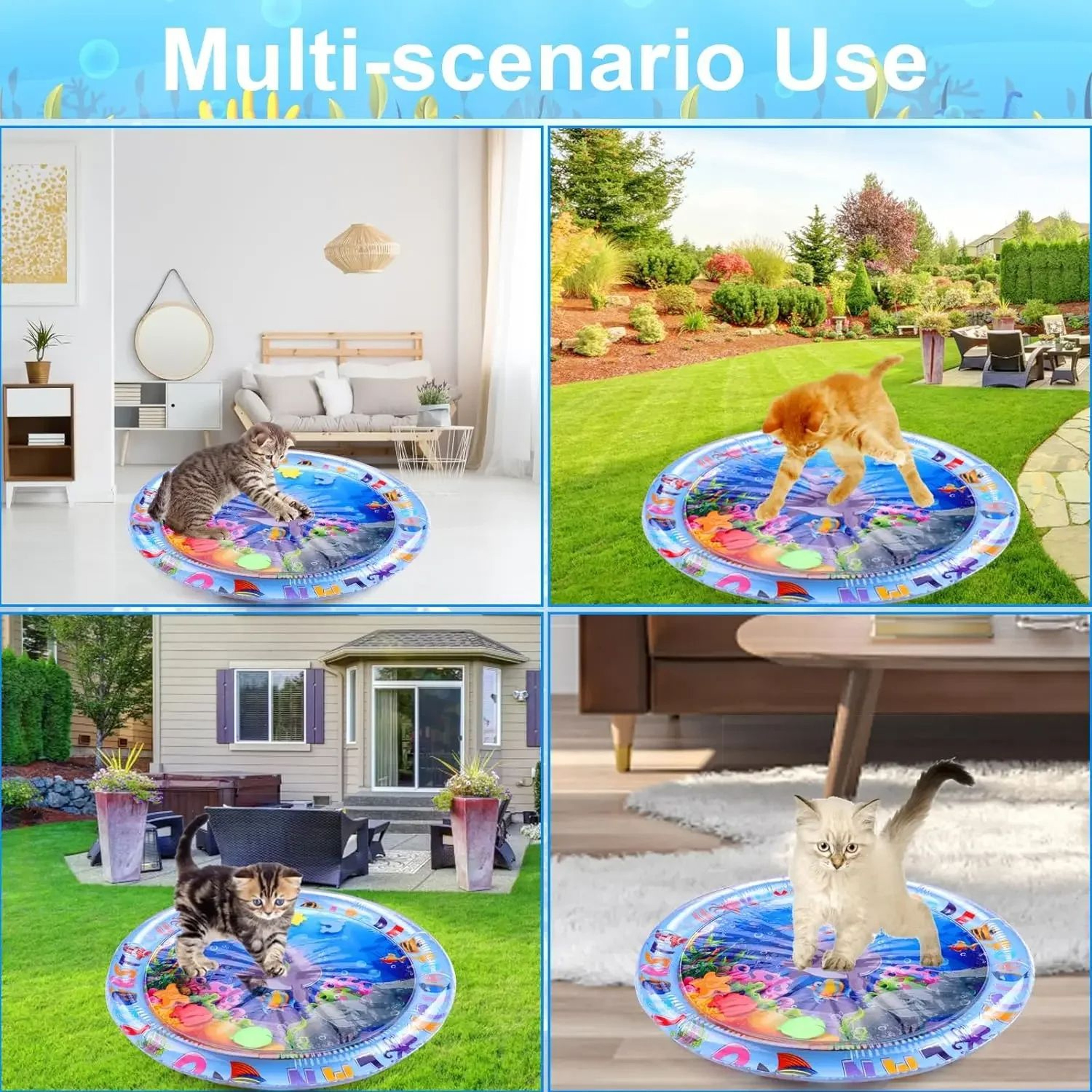 Water Sensory Play Mat Thickened Inflatable Water Mat For Cat And Dog Pet Playmat With Fish Sea Oce 3