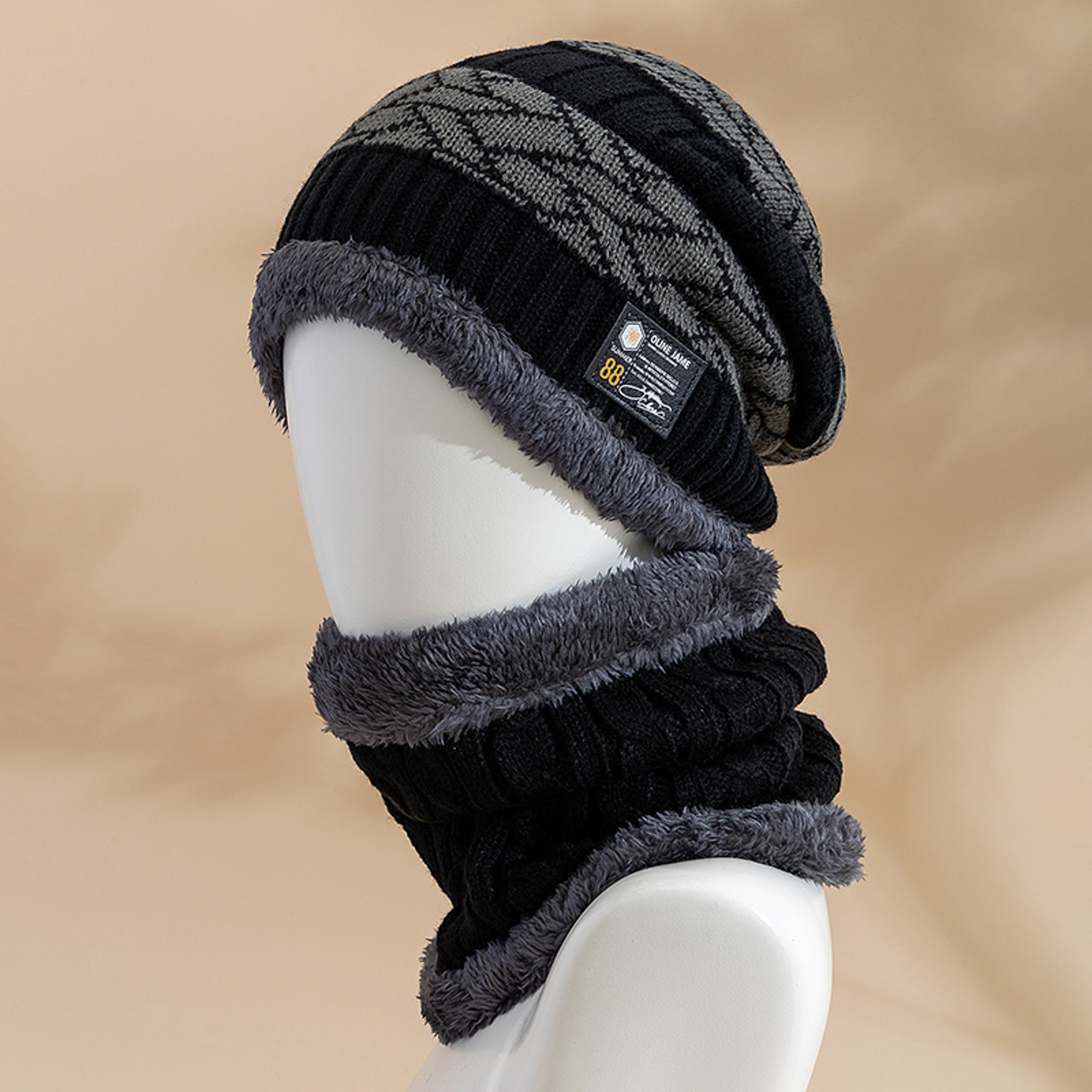Stylish Winter Hats For Men And Women Knitted Beanie Cap Plush Fur Lining Warm Thick Hot Sale 3
