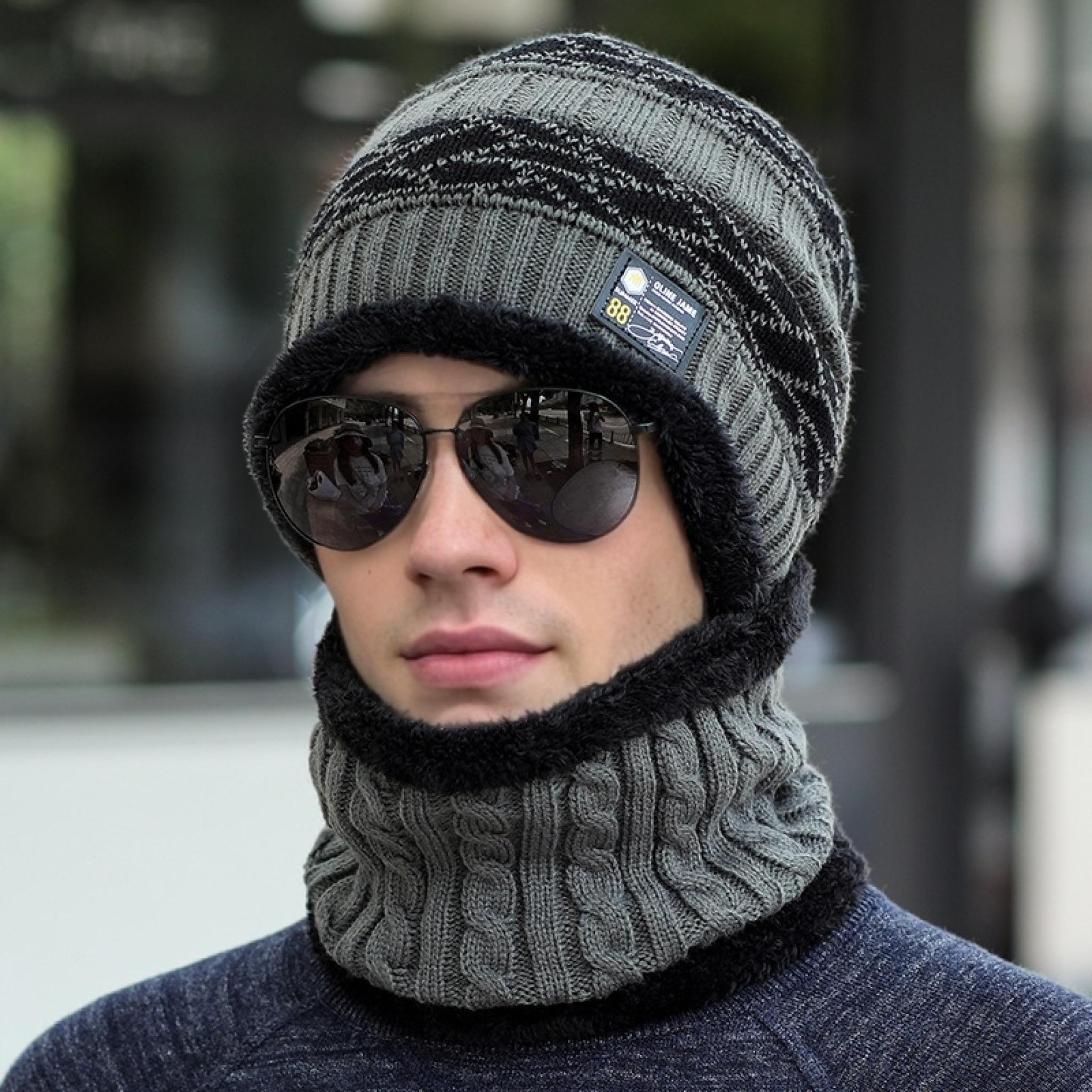 Stylish Winter Hats For Men And Women Knitted Beanie Cap Plush Fur Lining Warm Thick Hot Sale 7