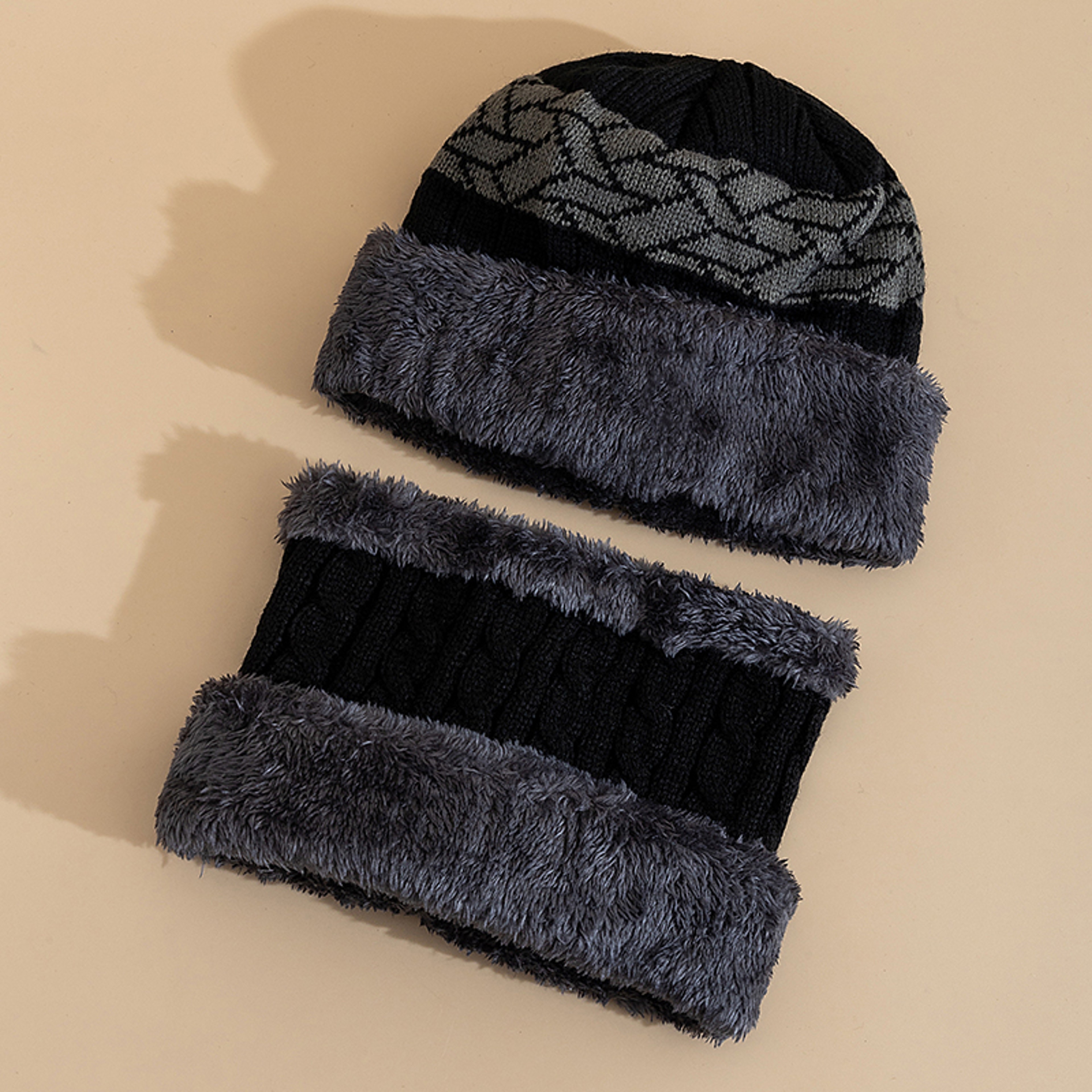 Stylish Winter Hats For Men And Women Knitted Beanie Cap Plush Fur Lining Warm Thick Hot Sale 5