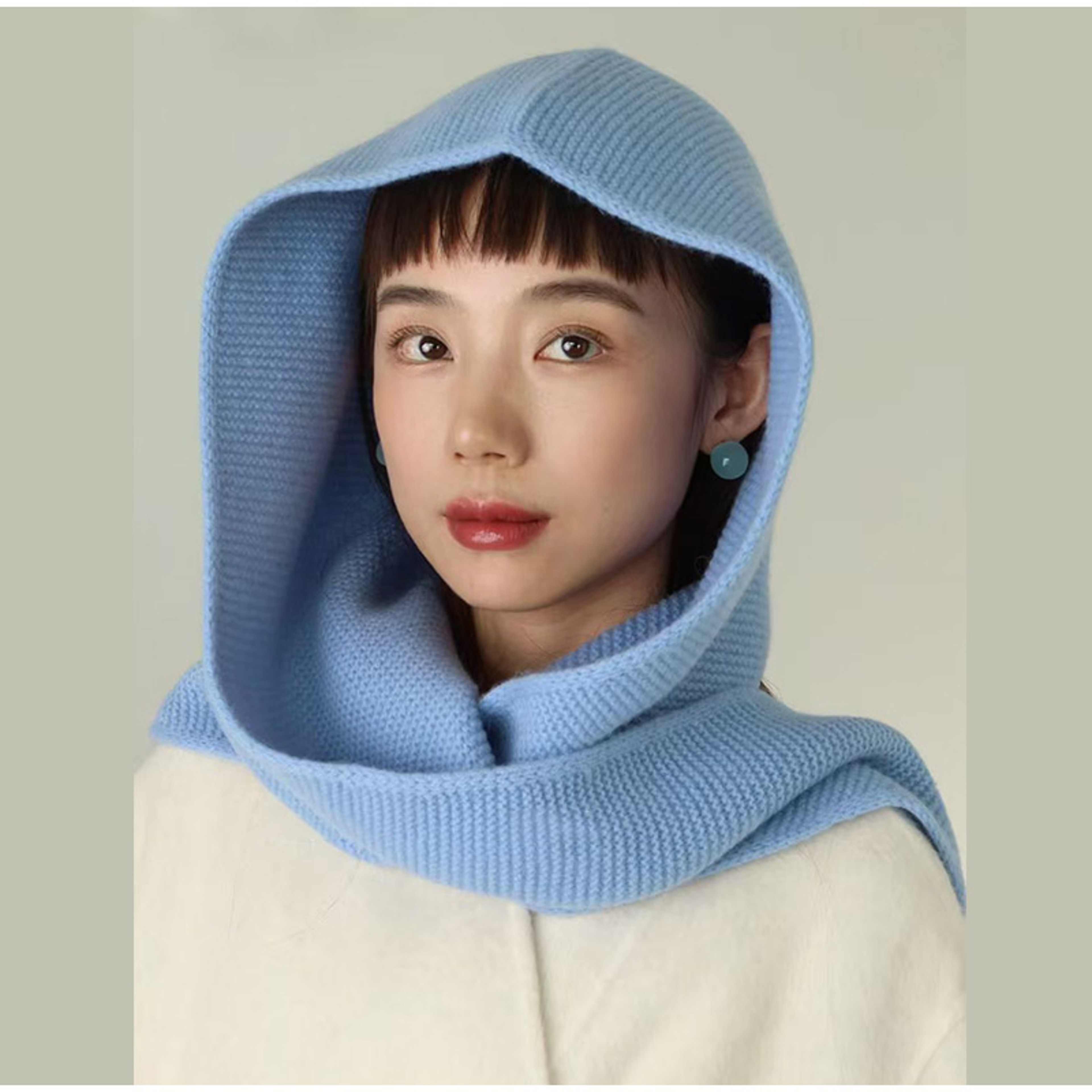 Winter Wool Big Sophie Scarf Oversize Hood Balaclava Bomber Hat Women Windproof Ear Protection Warm 1
