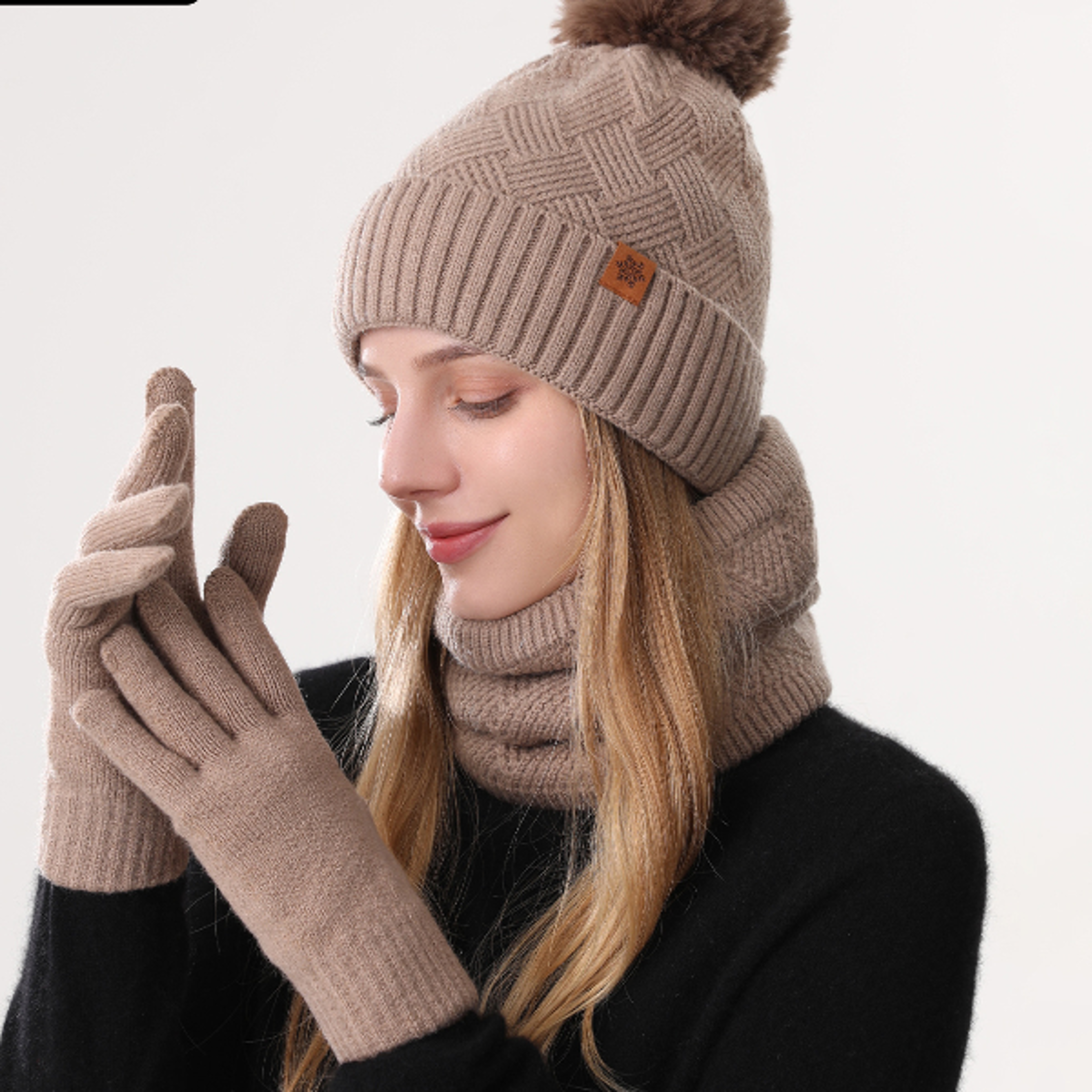 Shop Mens and Womens Outdoor Warm Fleecelined Knitted Hats Coldproof Doublelayer Winter Stock