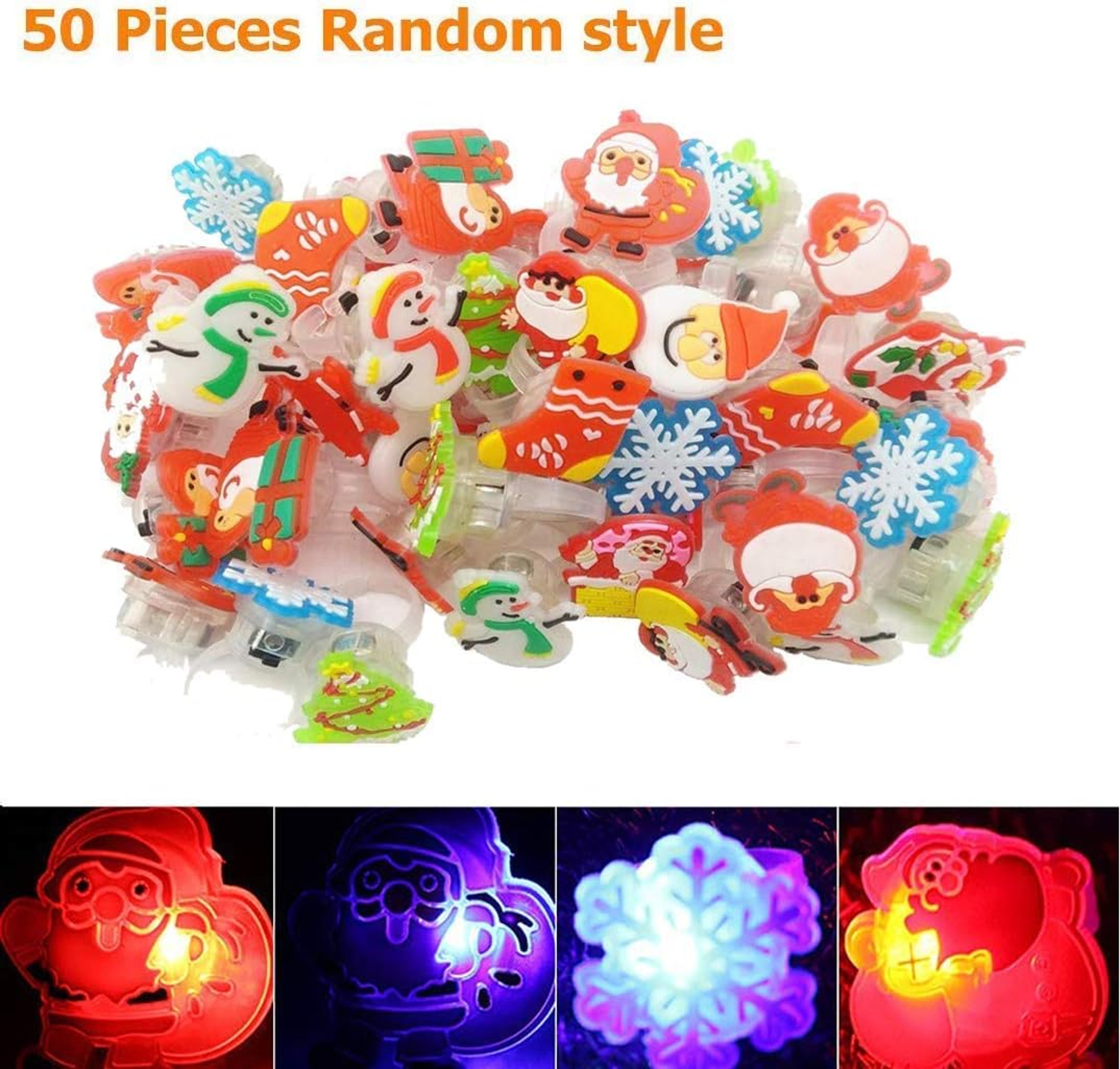 LED Christmas Flashing Ring Light Up Toy Rings Party Light Up Christmas LED Flashing Rings – view 5