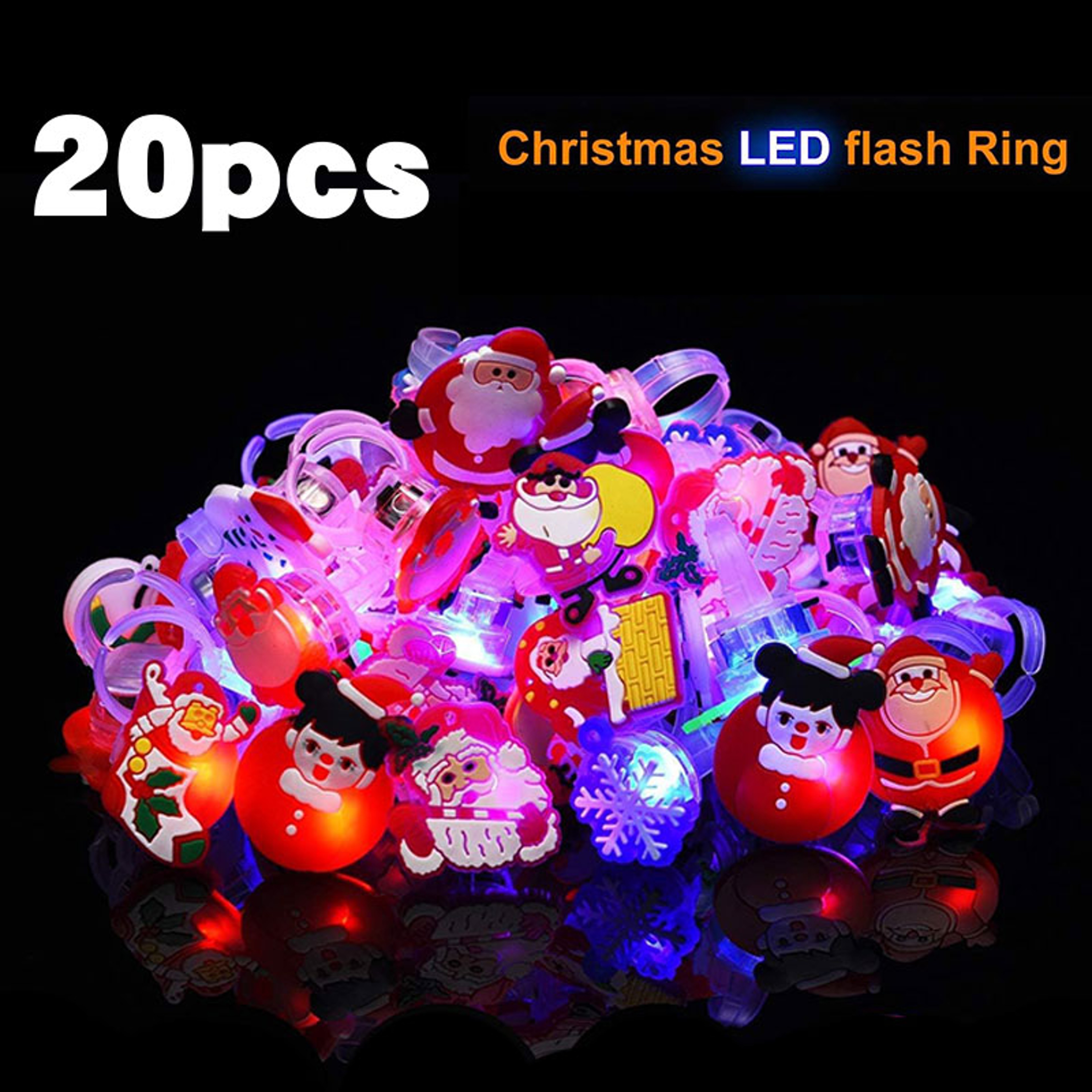 LED Christmas Flashing Ring Light Up Toy Rings Party Light Up Christmas LED Flashing Rings – view 7