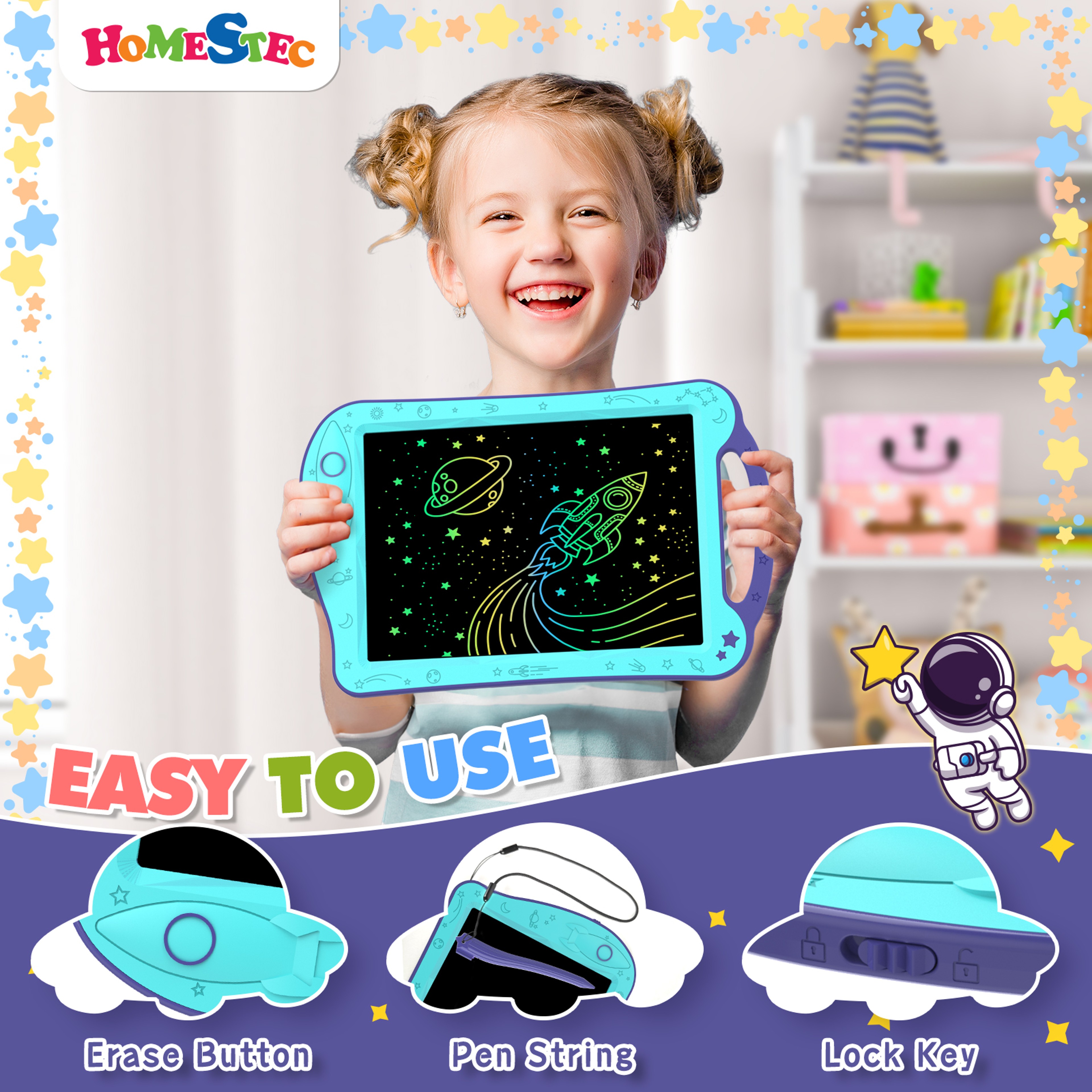 Space Doodle Board For Kids Travel Activities Toy Colored Drawing Tablet Autism Sensory Toddler Bir 1