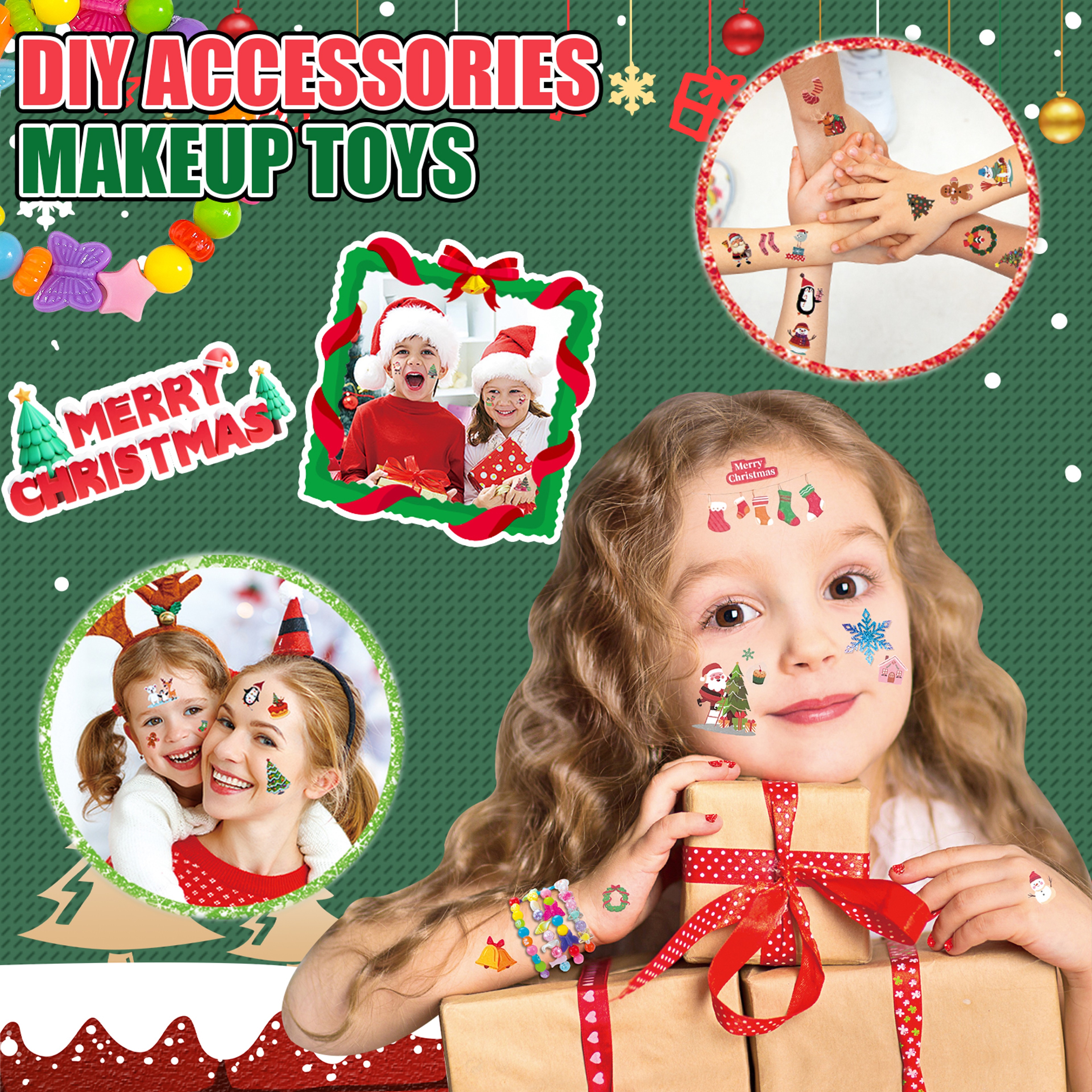 Christmas DIY Makeup And Armor Set Jewelry Beads Necklaces Hairpins Cartoon Toys Gifts For Children 1