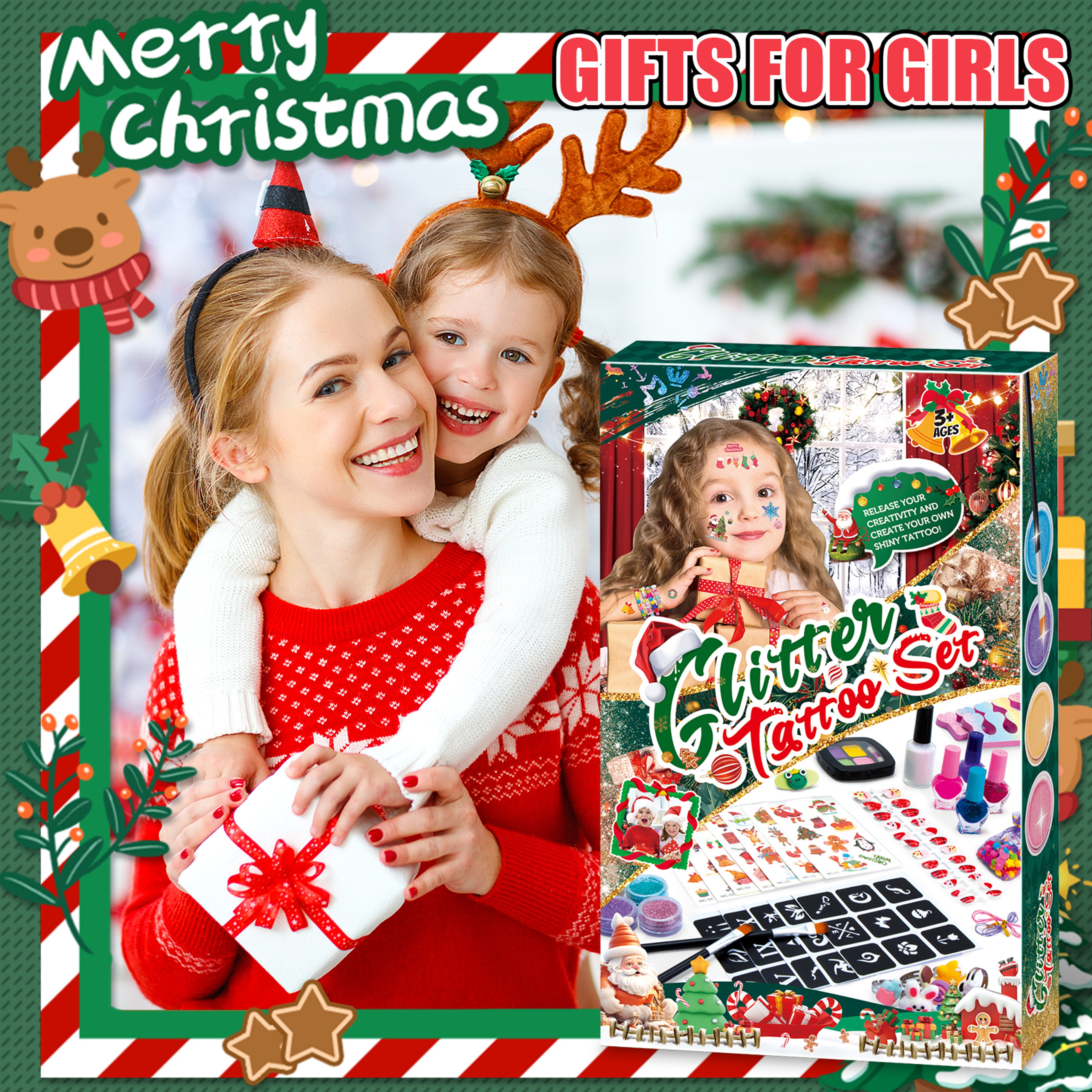 Christmas DIY Makeup And Armor Set Jewelry Beads Necklaces Hairpins Cartoon Toys Gifts For Children 5