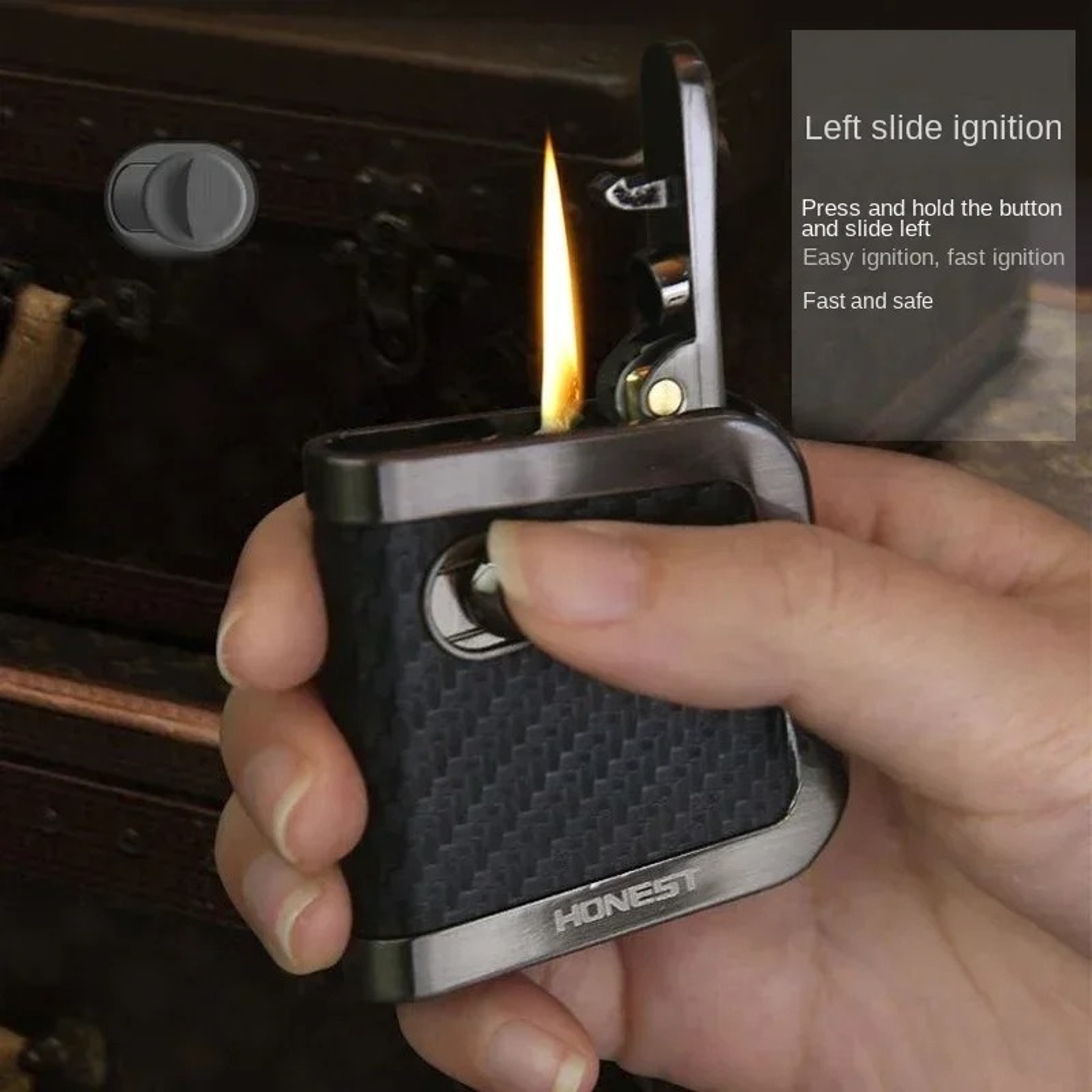 HONEST Vintage Windproof Lighter Refillable Metal Gift For Men 3