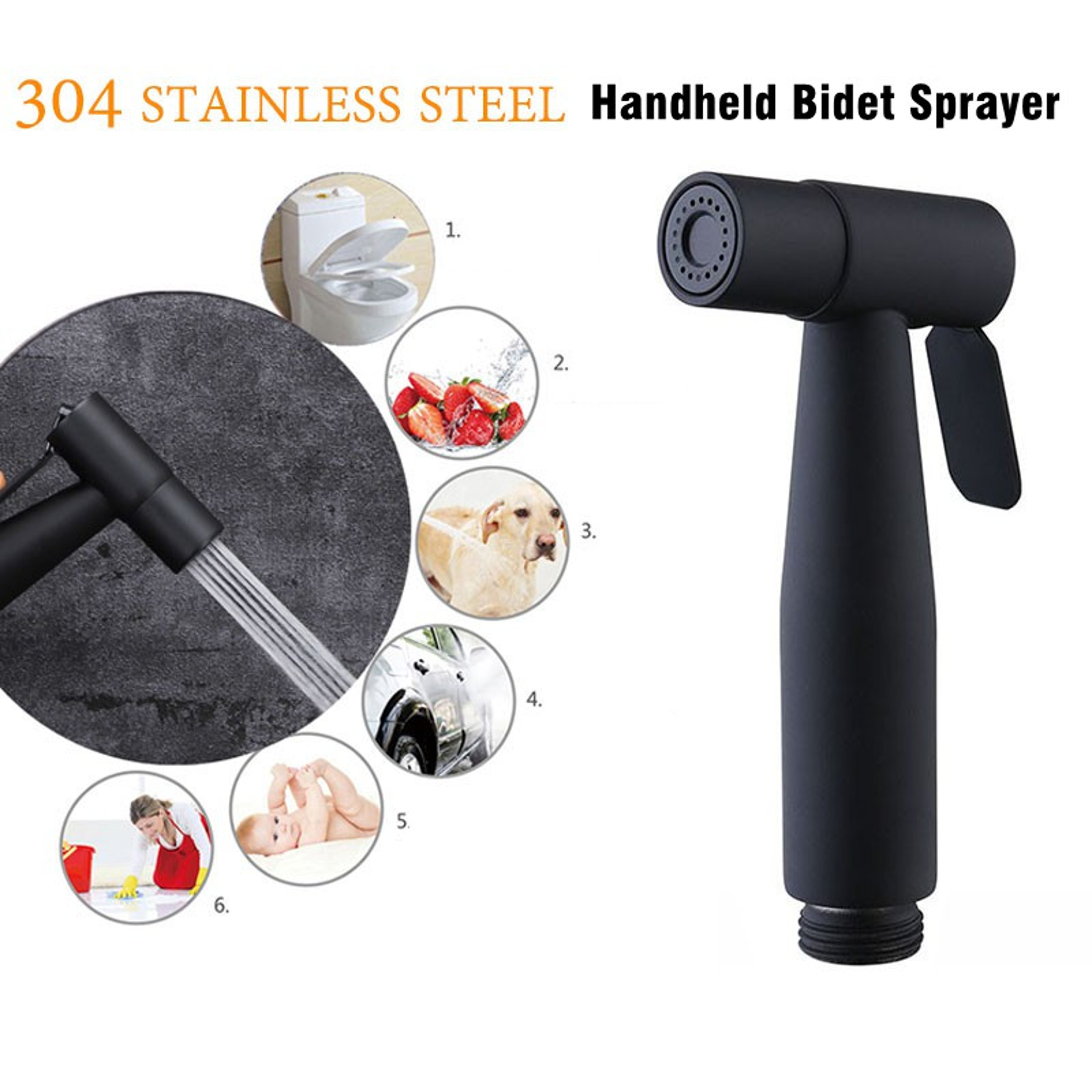 Stainless Steel Handheld Bidet Sprayer For Toilet With Holder 3