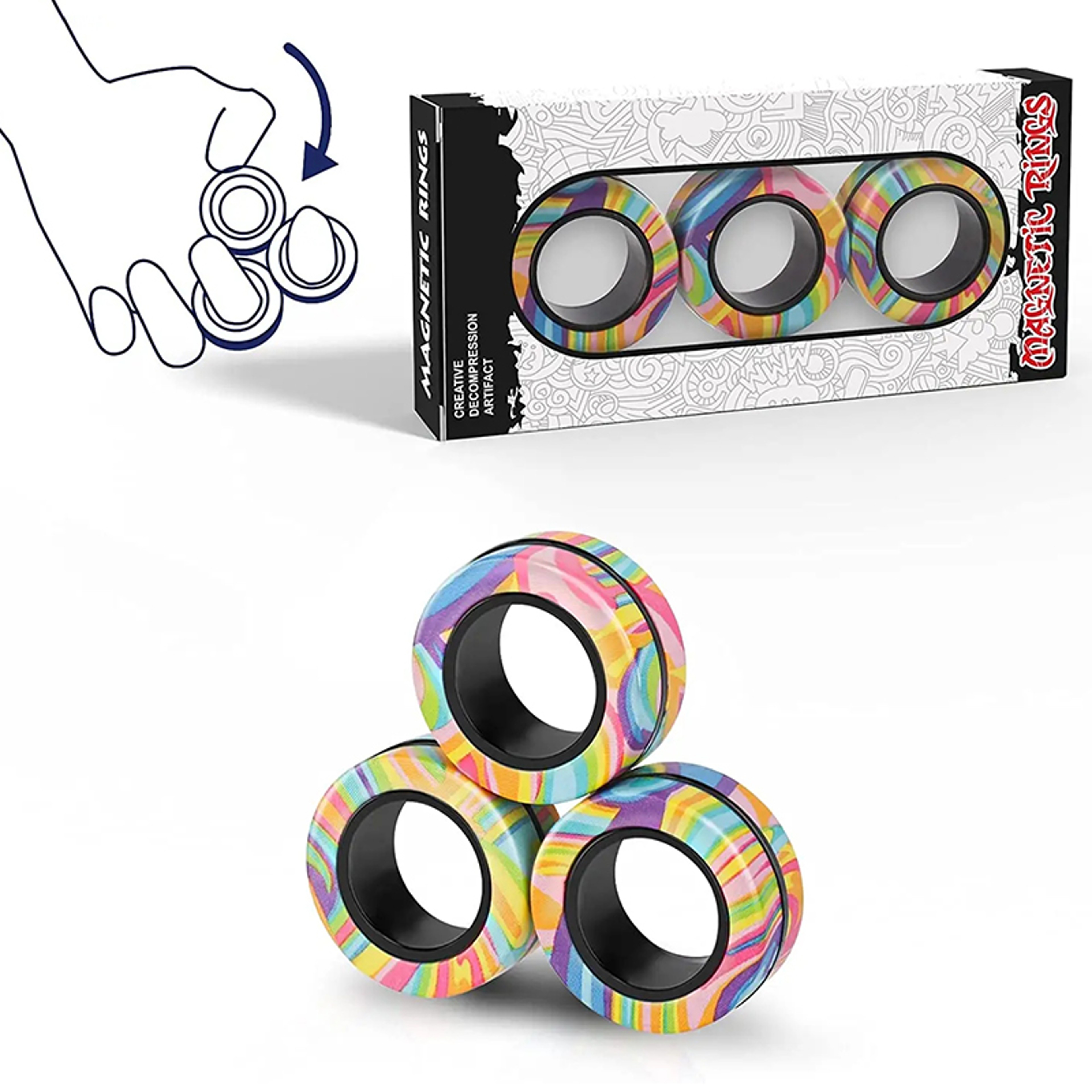 Magnetic Fidget Rings Set Stress Relief Spinner Rings – view 1
