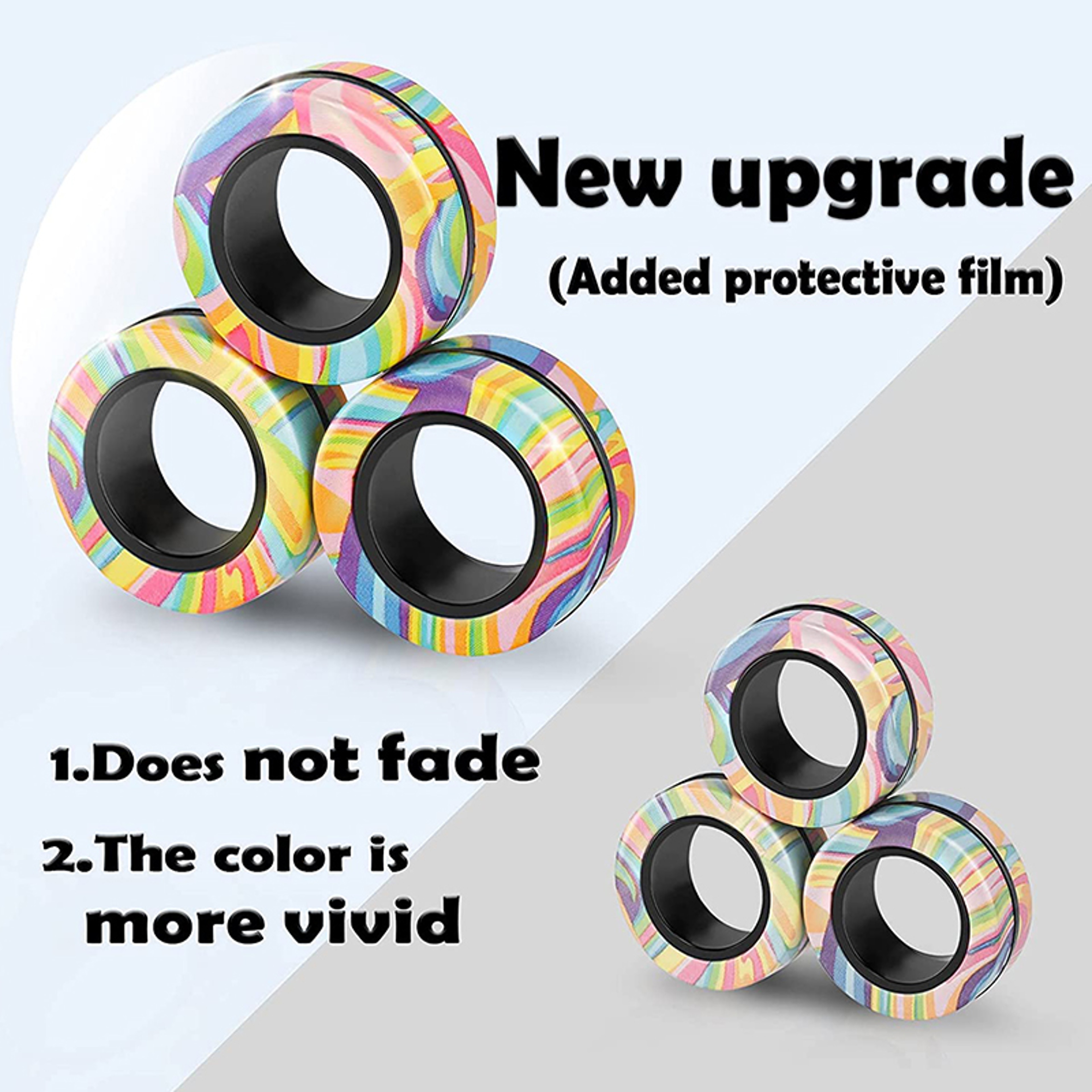 Magnetic Fidget Rings Set Stress Relief Spinner Rings – view 4