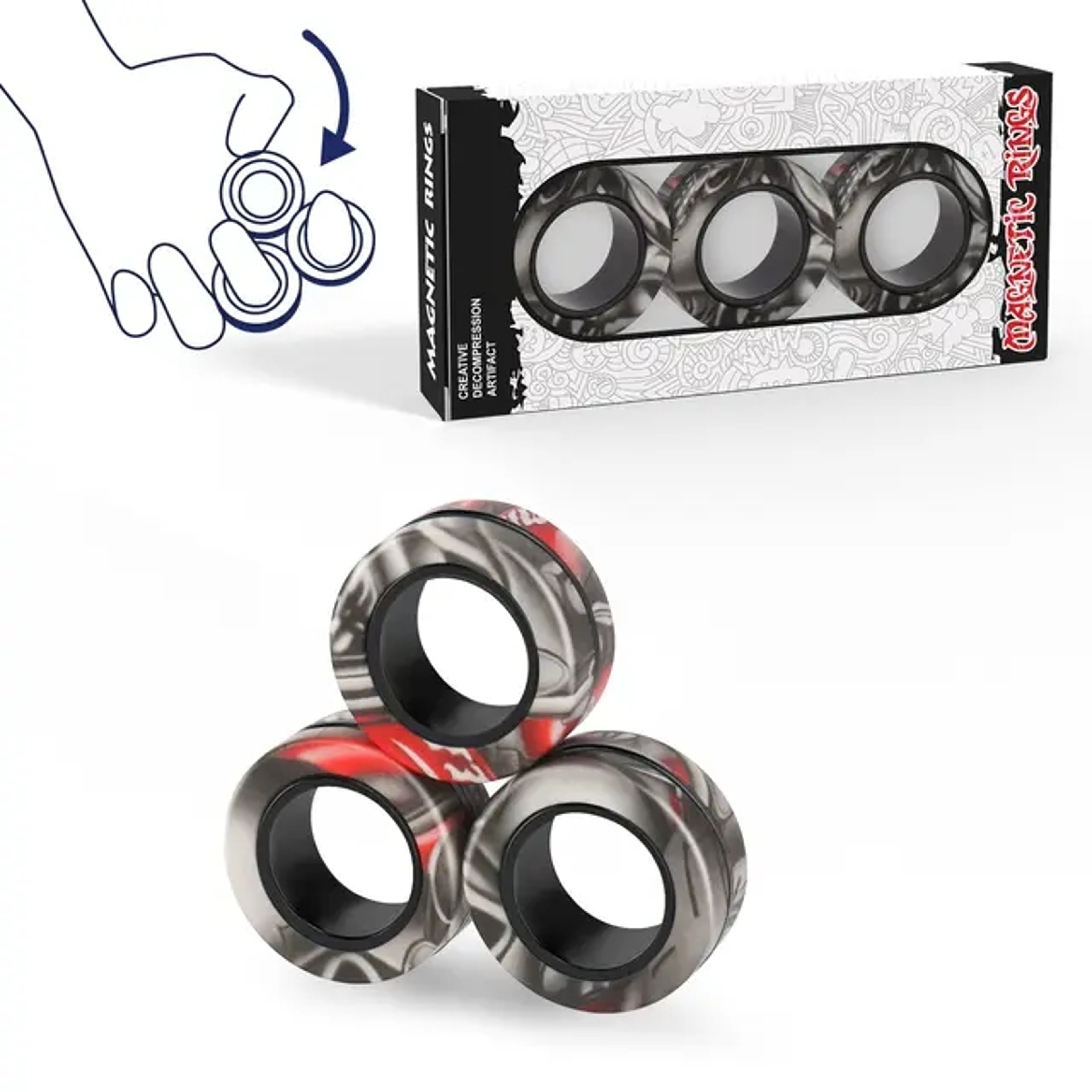 Magnetic Fidget Rings Set Stress Relief Spinner Rings – view 6