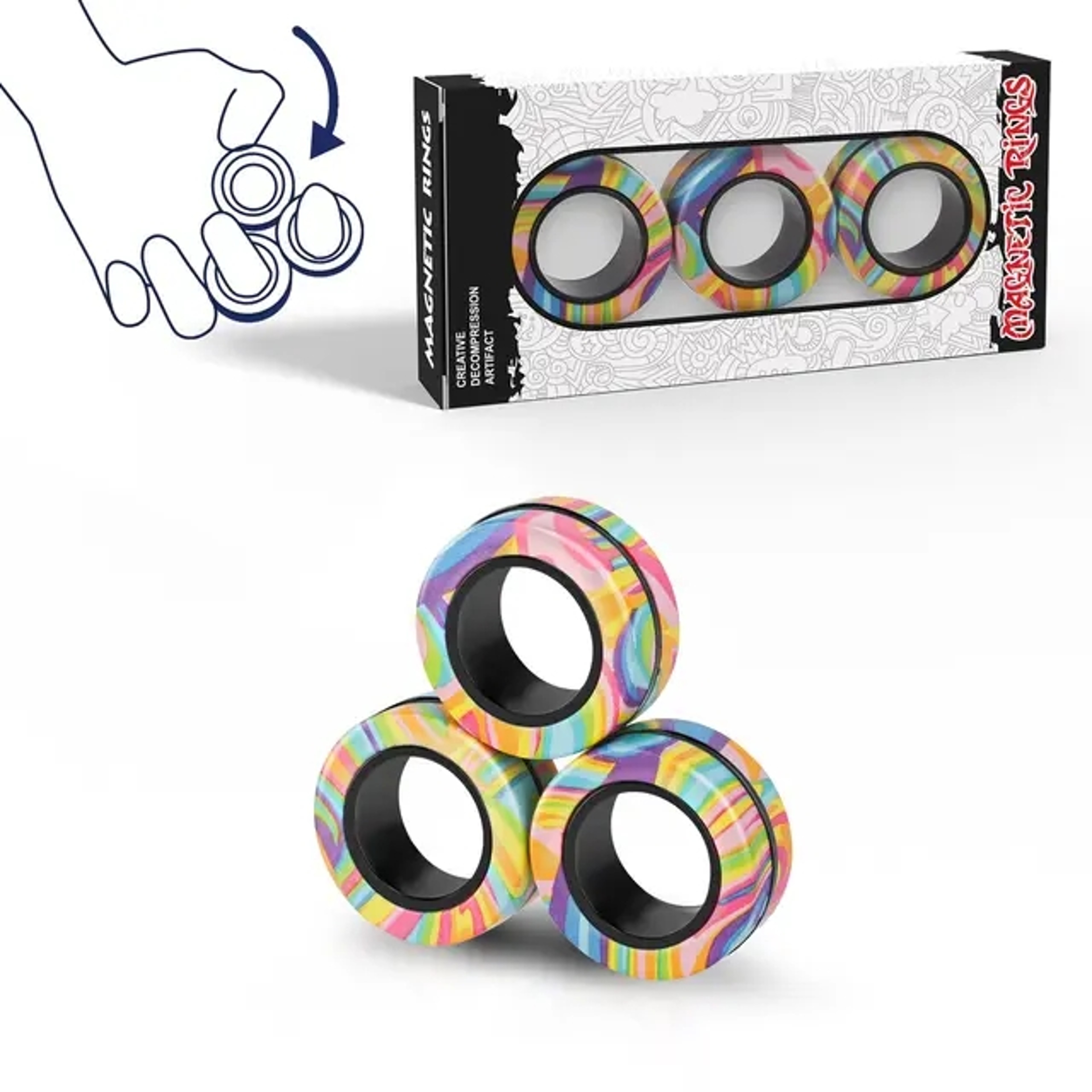 Magnetic Fidget Rings Set Stress Relief Spinner Rings – view 7