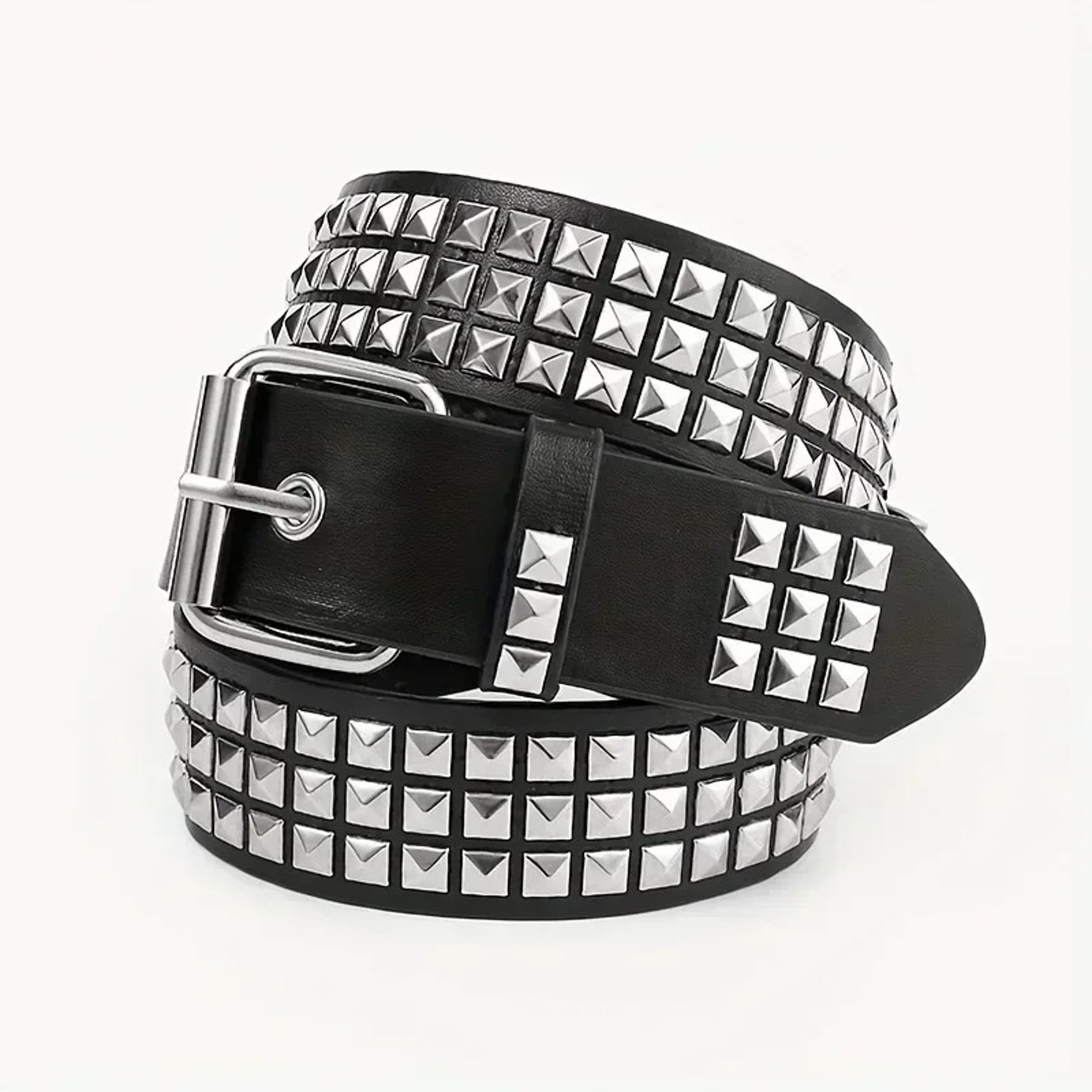Studded Belt With Metal Pyramid Rivets For Men Women 0