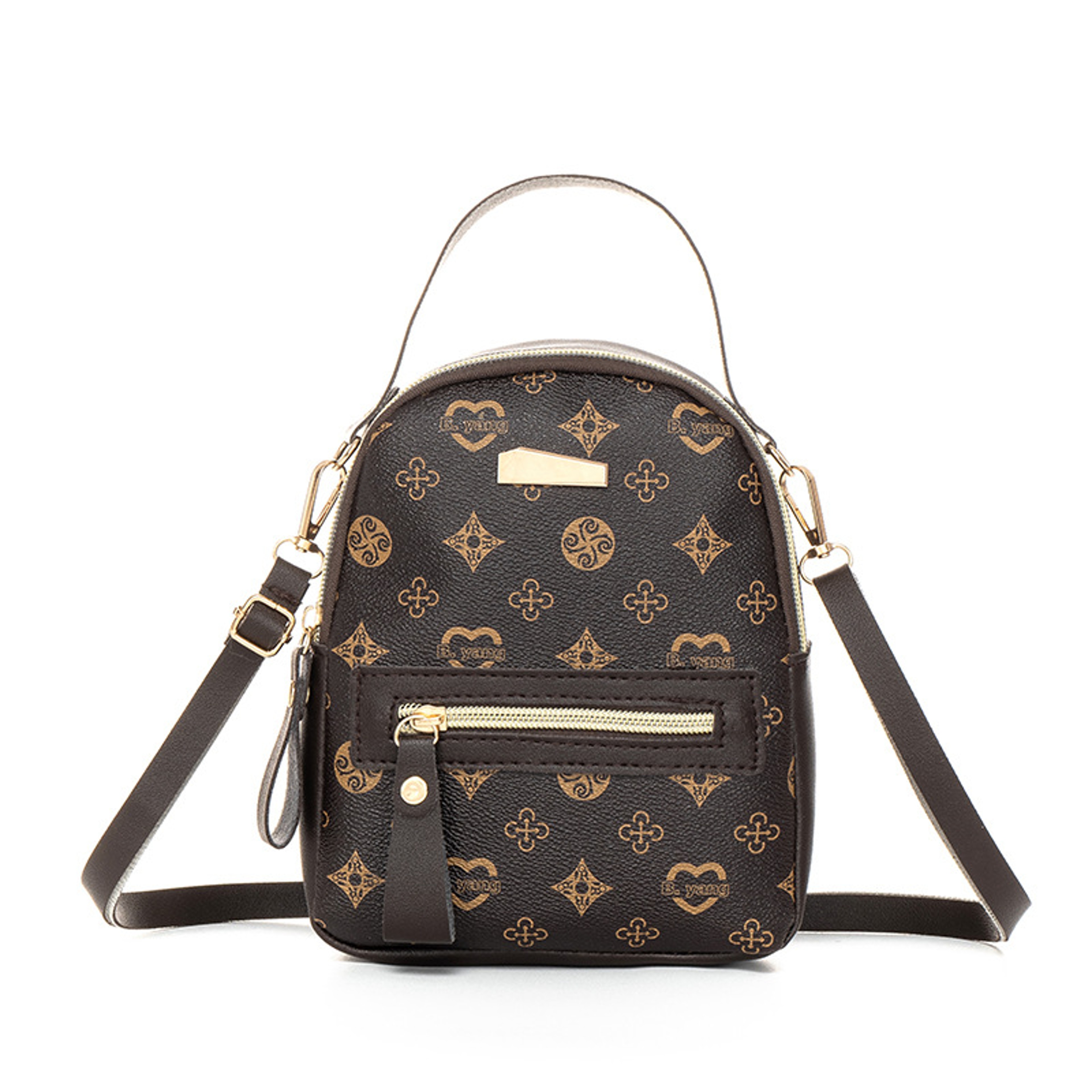 Floral PU Mini Backpack For Women Cute Student School Bag 5