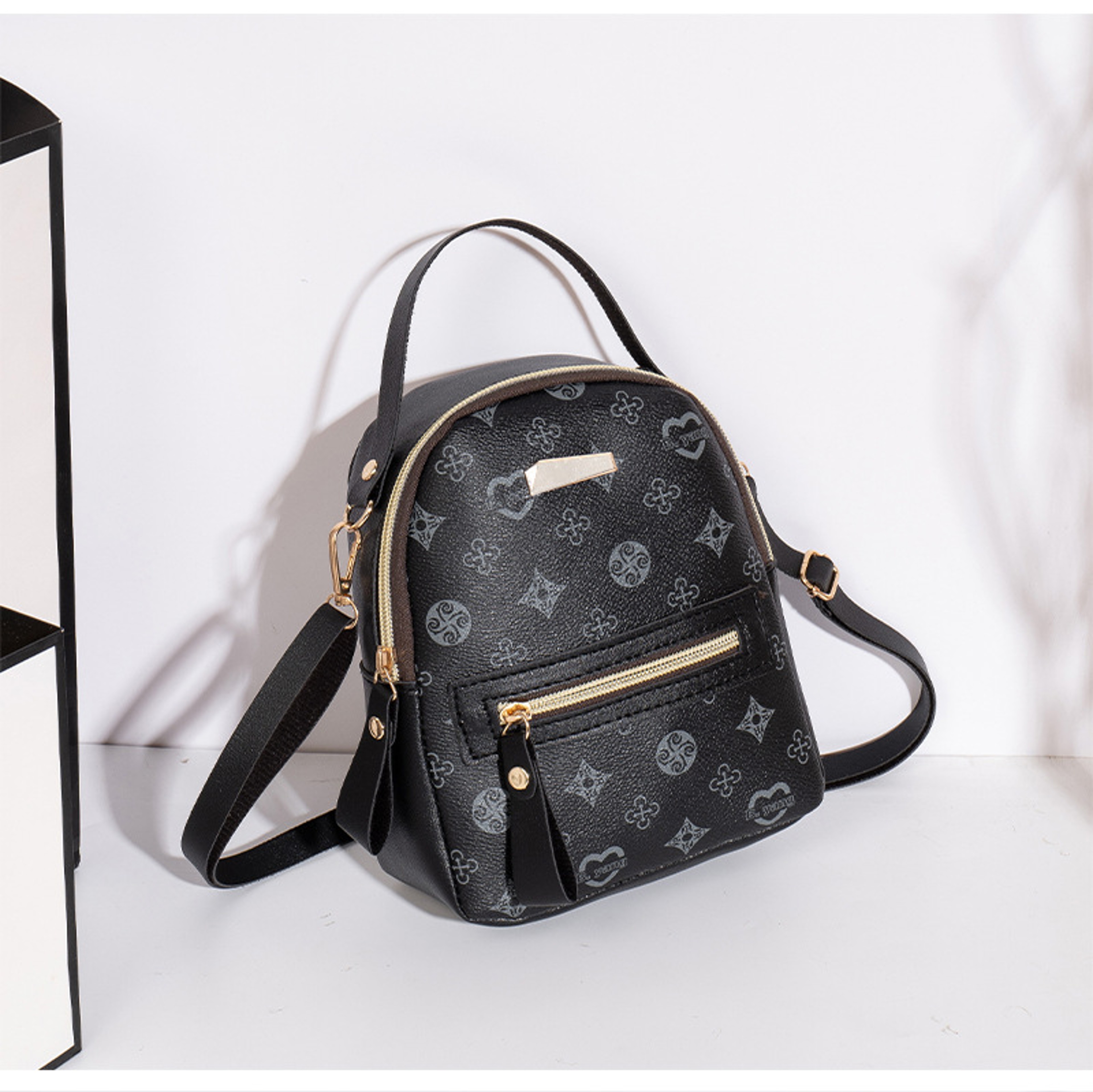 Floral PU Mini Backpack For Women Cute Student School Bag 8