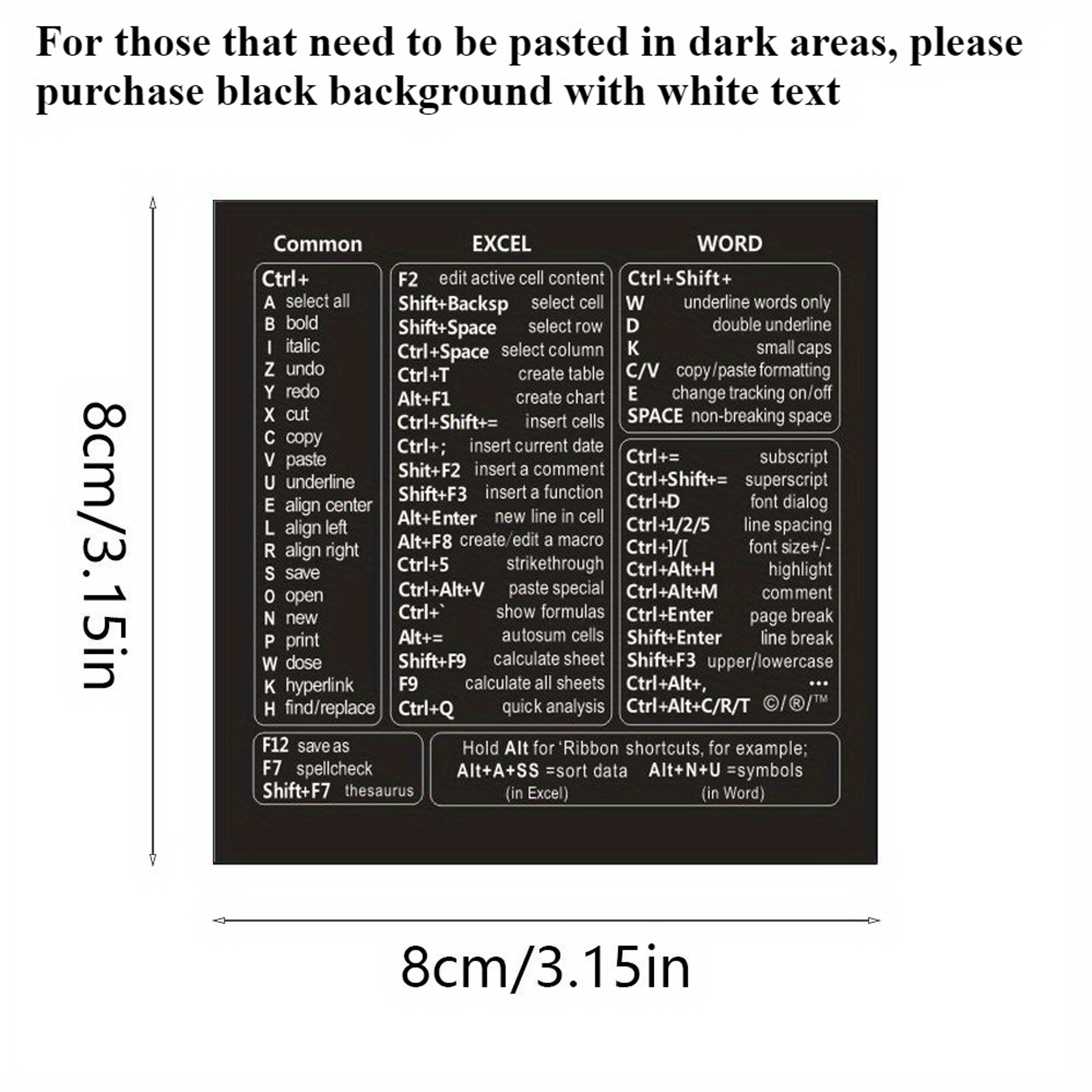 Windows Excel Word Keyboard Shortcut Stickers for Faster Office Productivity – view 7