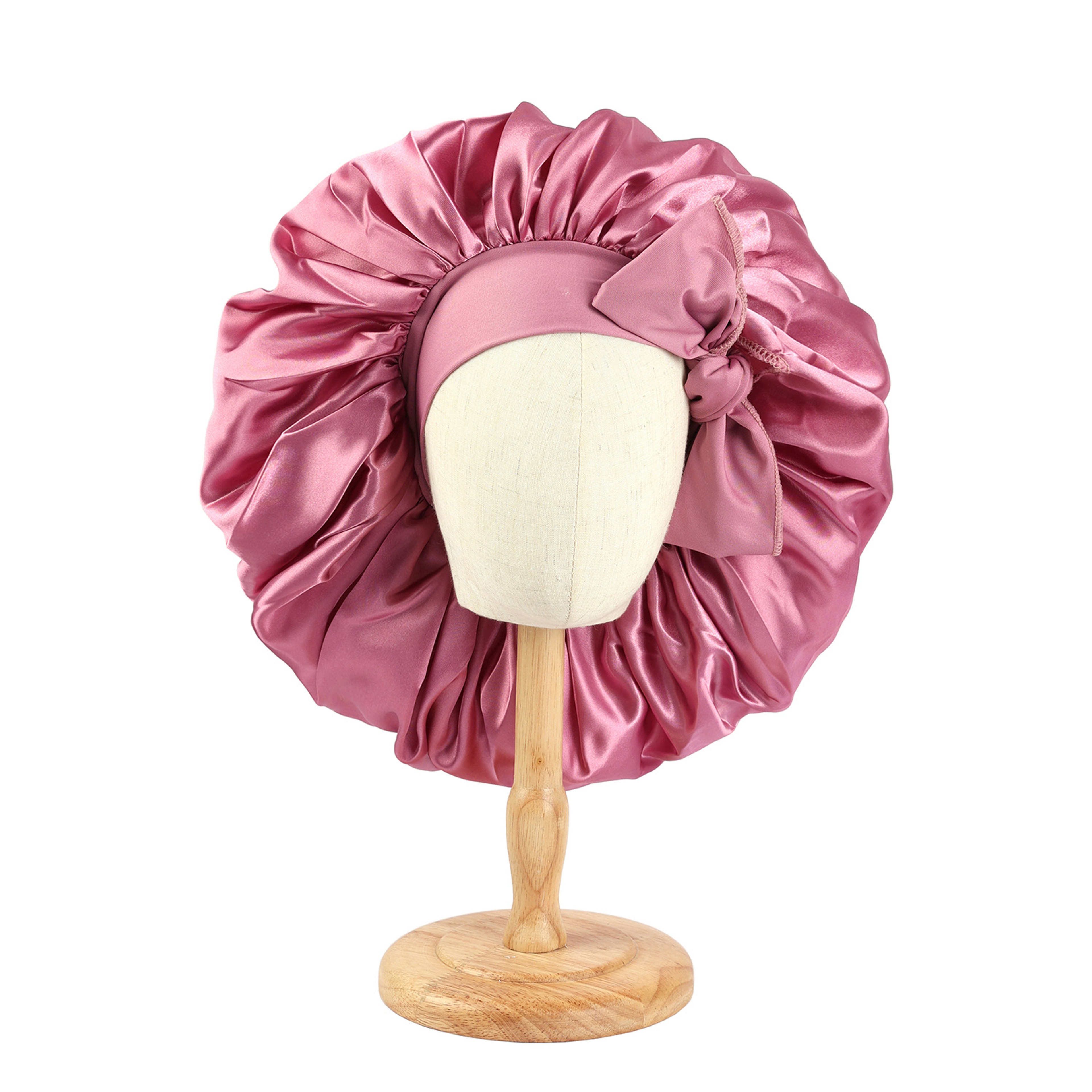 Large Satin Bonnet For Sleeping With Adjustable Tie Band 11