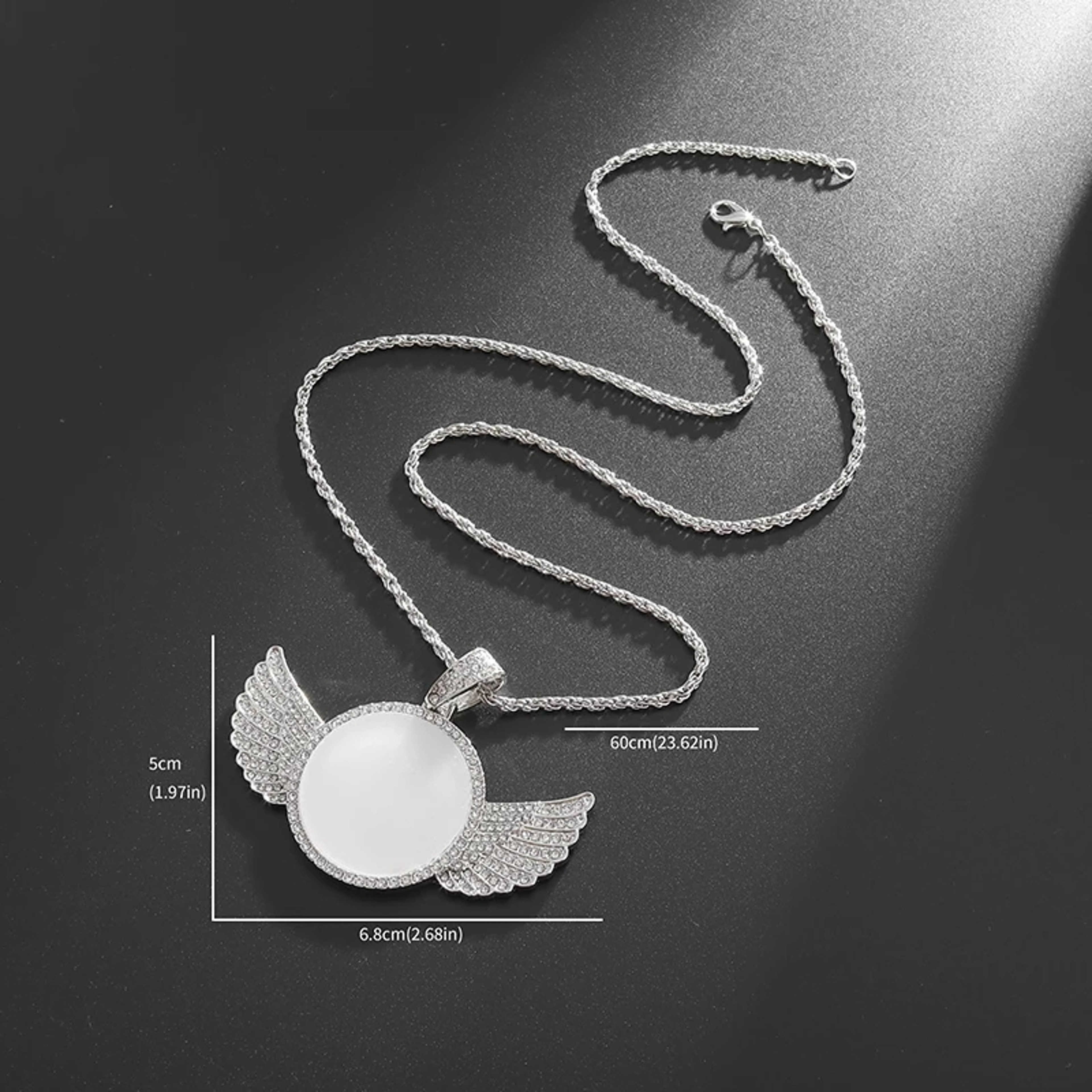 Angel Wings Photo Memorial Necklace with Zirconia Pendant – view 3