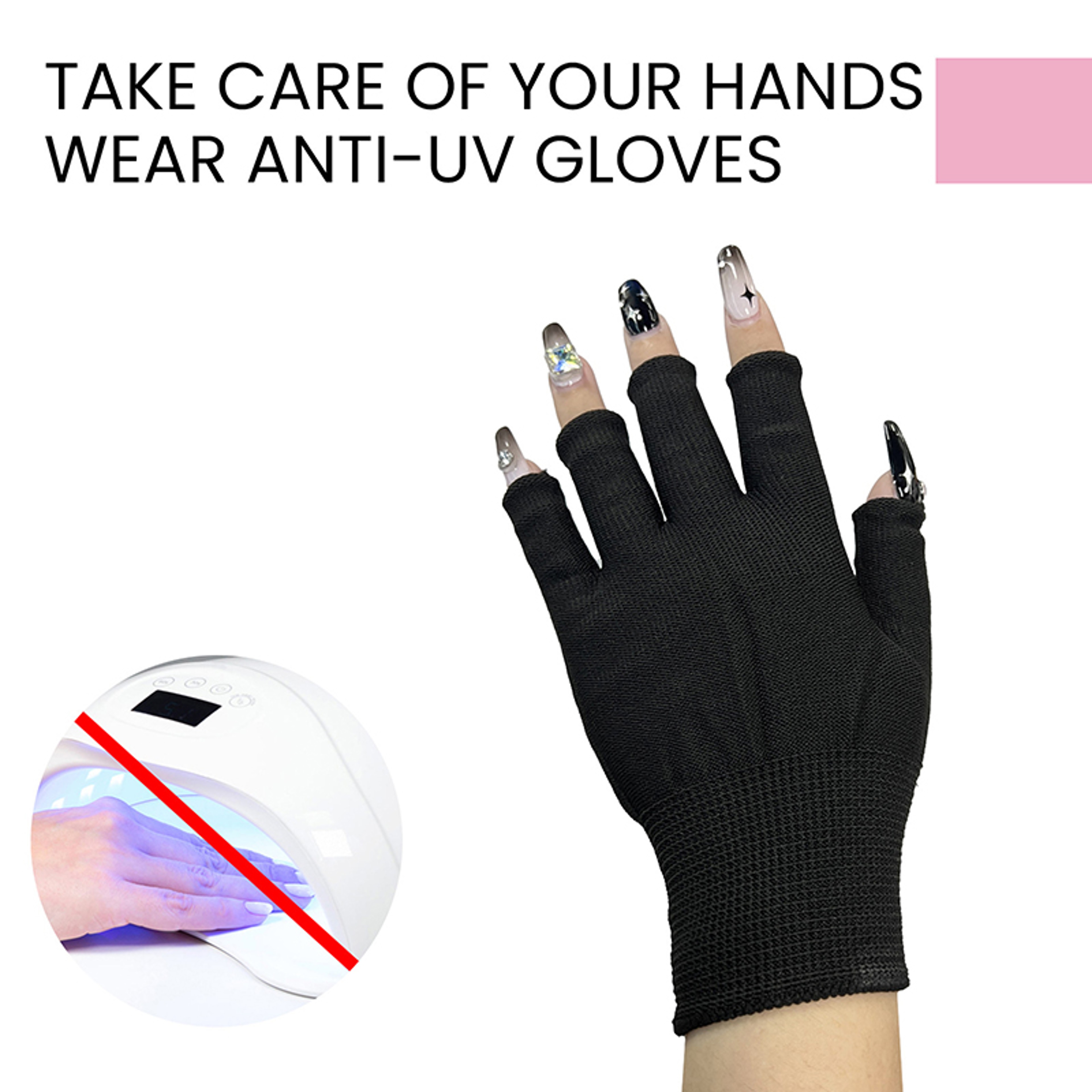 Anti UV Nail Gloves For Gel Manicure UV Lamp Protection 1