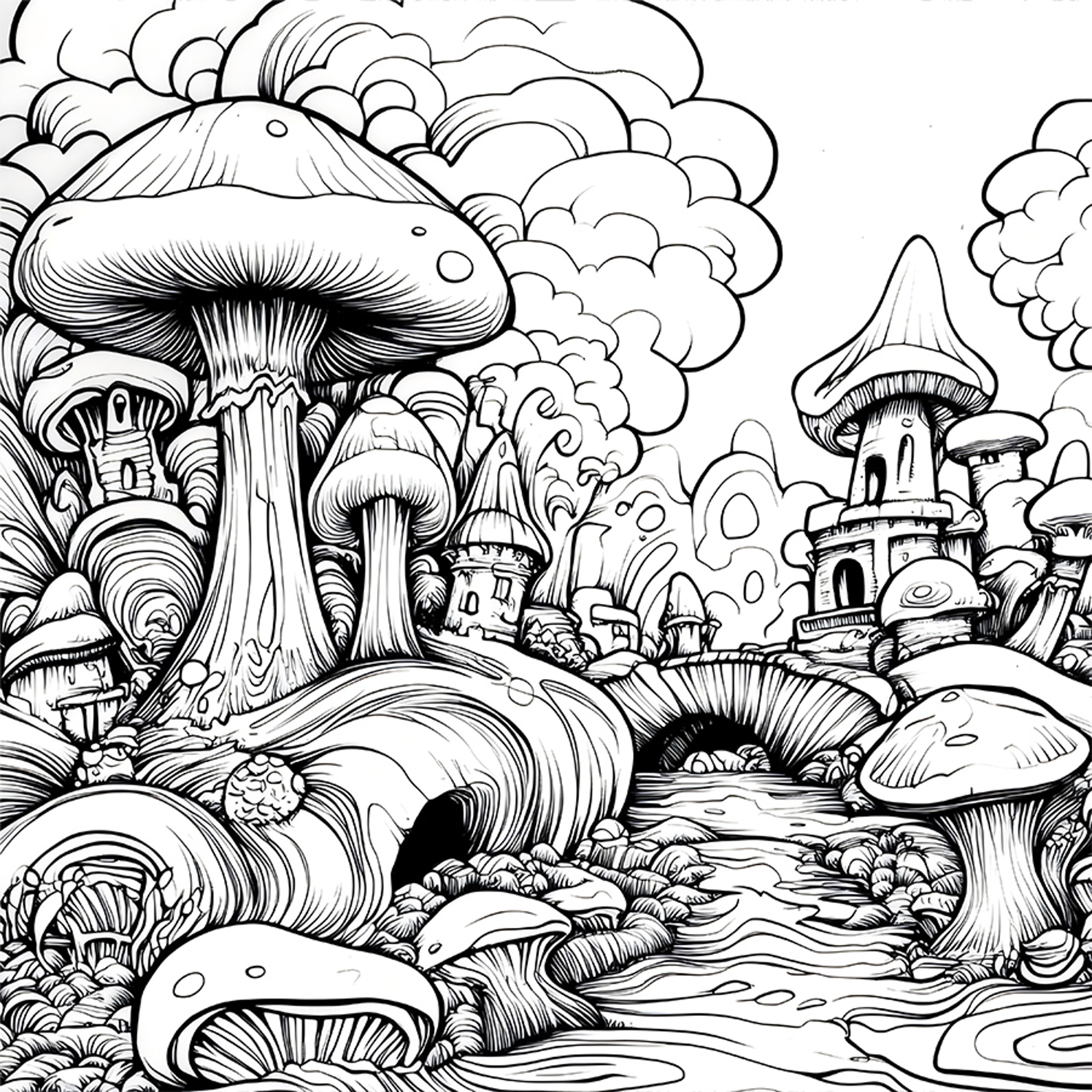 Mushroom World Adult Coloring Book for Relaxing Fantasy Art – view 6