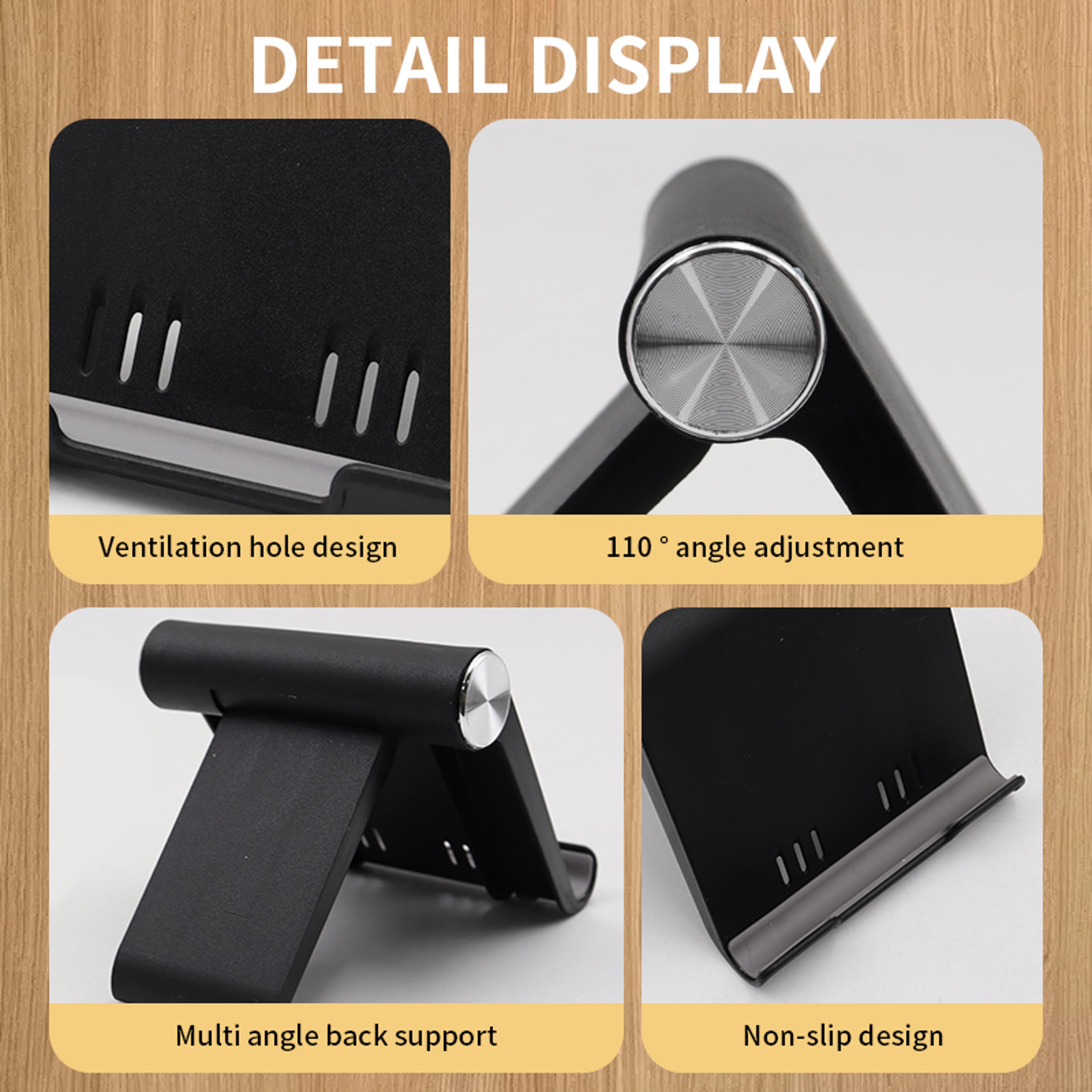 Universal Foldable Desk Phone Stand, Tablets & More Adjustable Desktop Holder – view 5