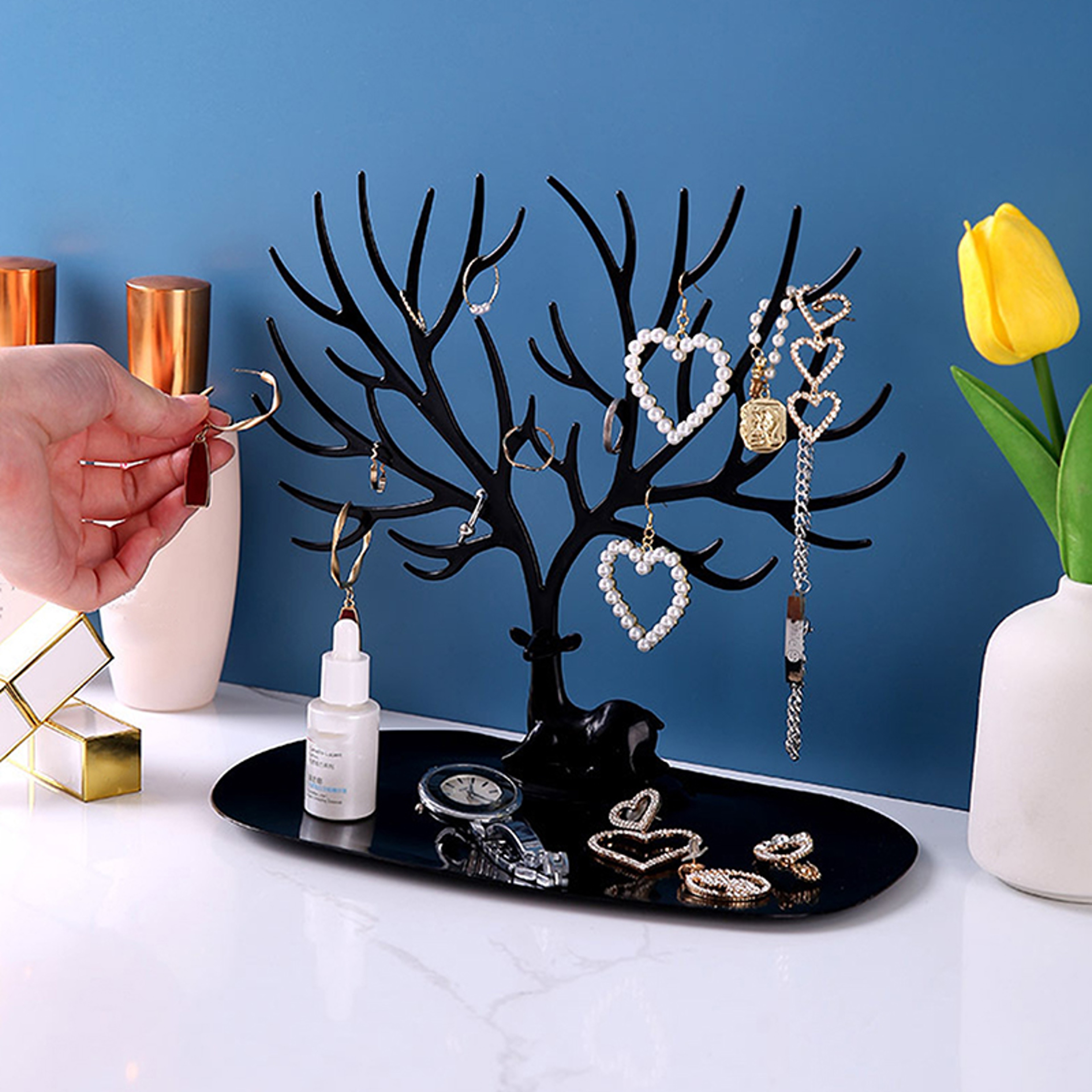 Elegant Jewelry Display Stand Organizer For Necklaces Earrings  Rings 2