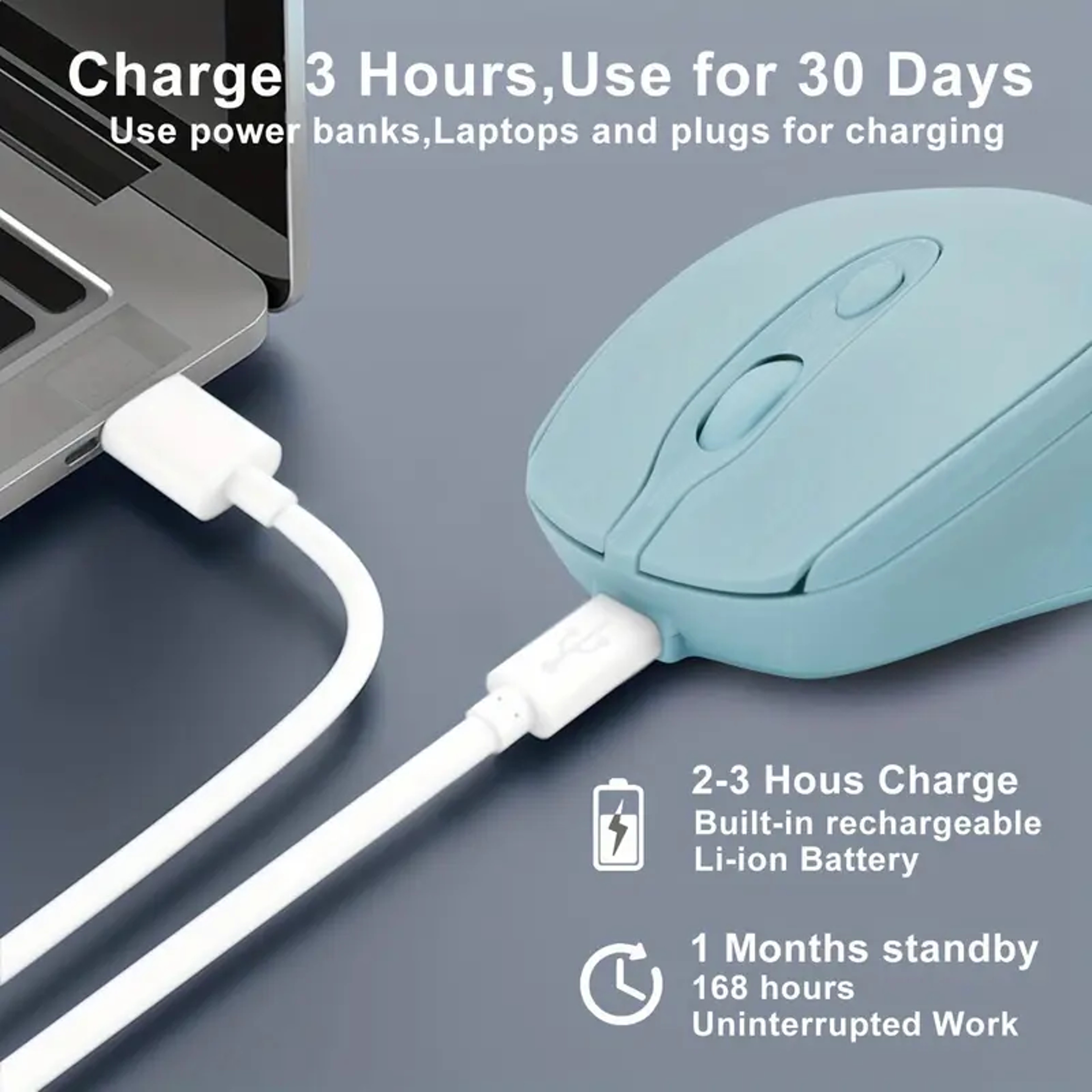 Rechargeable Bluetooth Wireless Mouse For Laptop PC MacBook Tablet 1