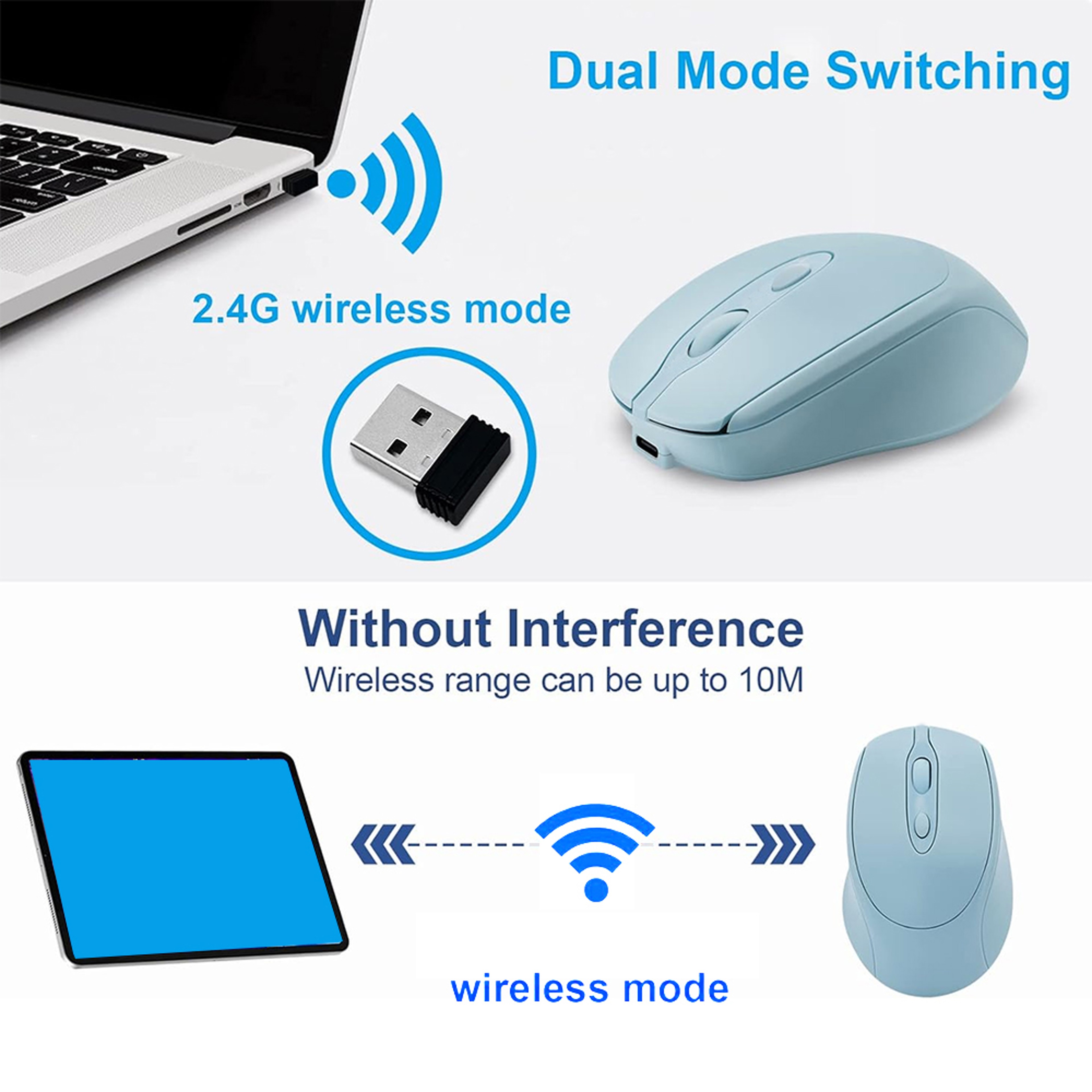 Rechargeable Bluetooth Wireless Mouse For Laptop PC MacBook Tablet 2
