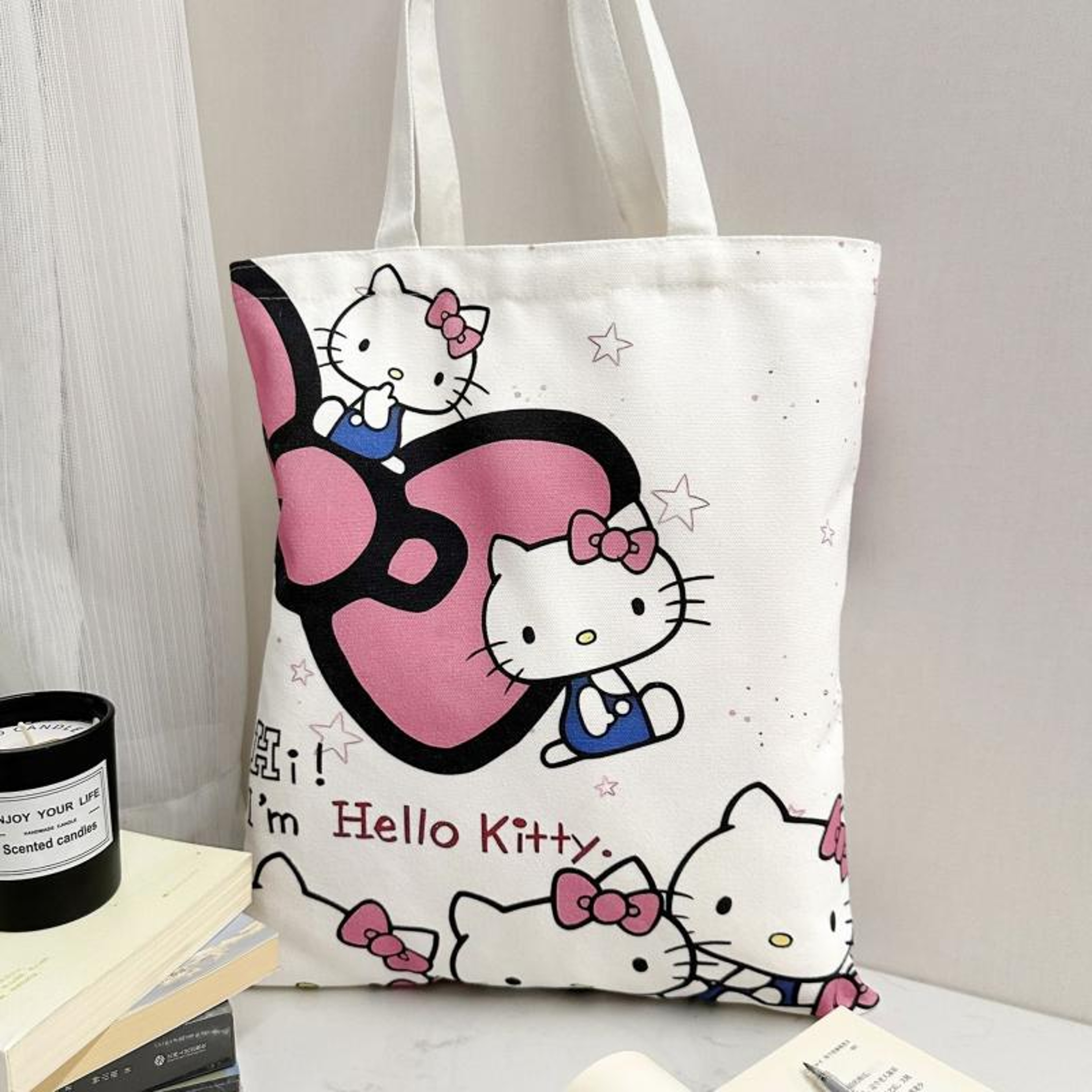 Hello Kitty Tote Bag Large Capacity Canvas Shoulder Bag For Girls 1