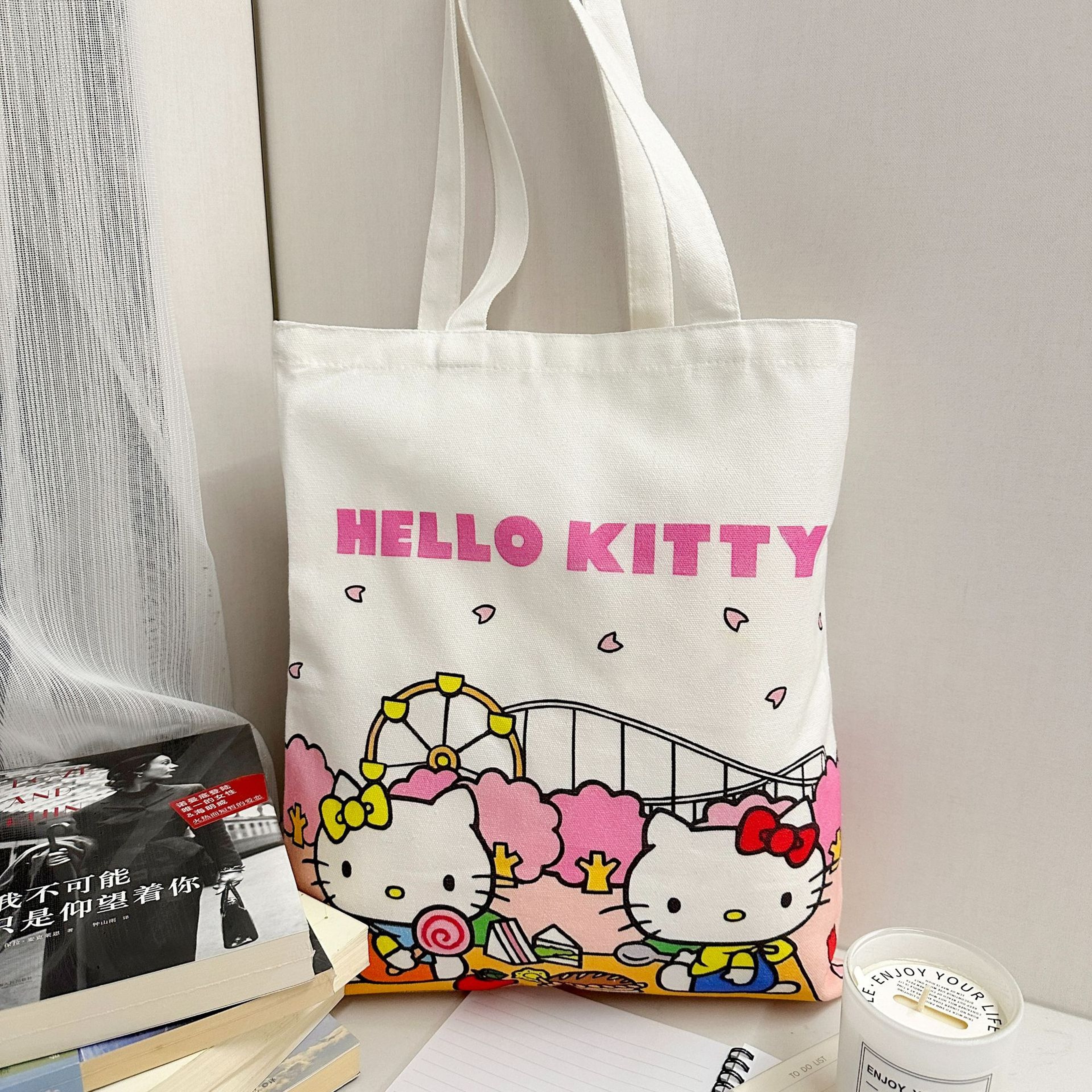 Hello Kitty Tote Bag Large Capacity Canvas Shoulder Bag For Girls 9