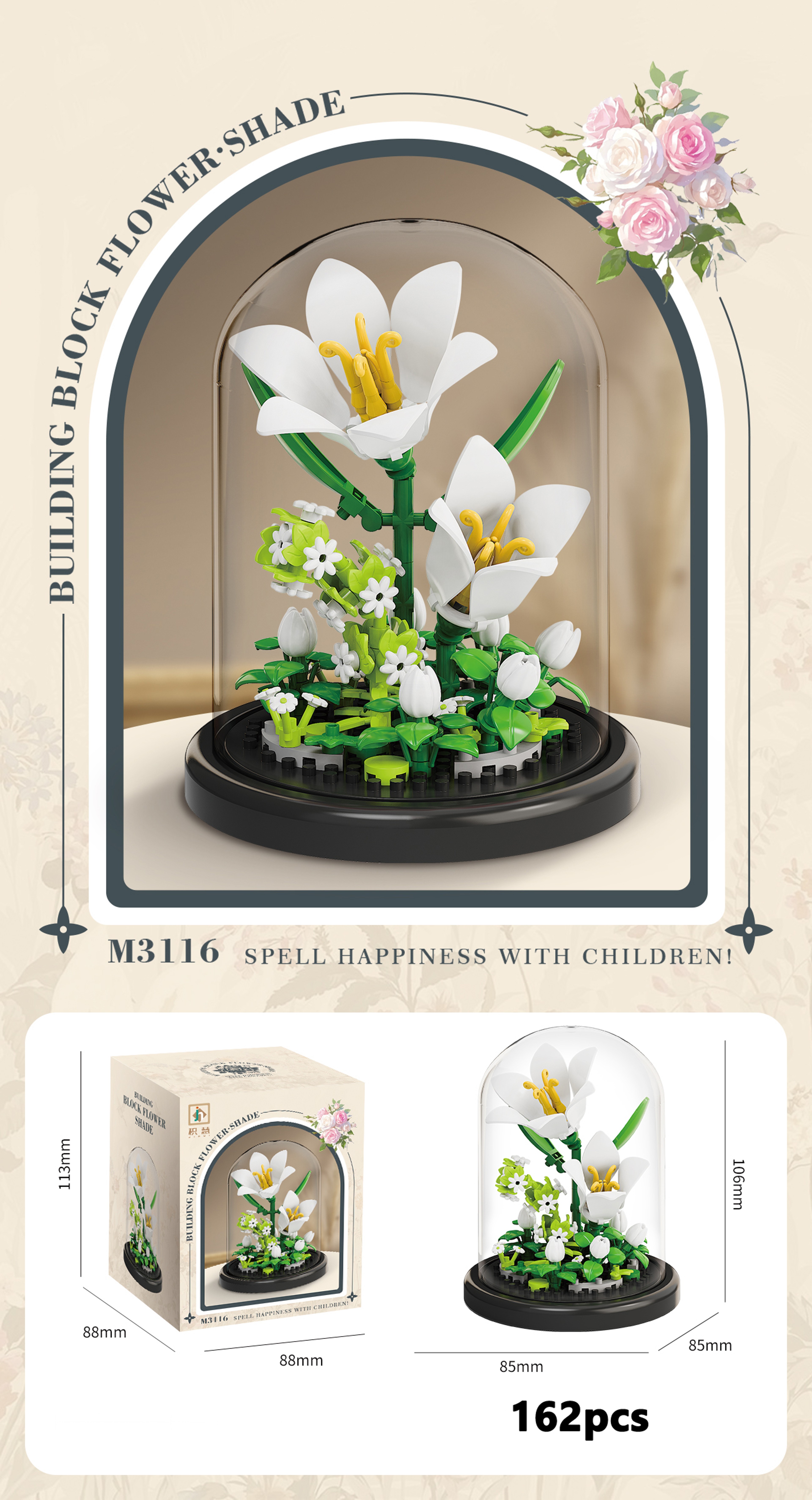 Eternal Flower Bouquet Bonsai Potted Plant Building Blocks Model Creative Puzzle Decoration for Home, Kids, and Gift – view 24