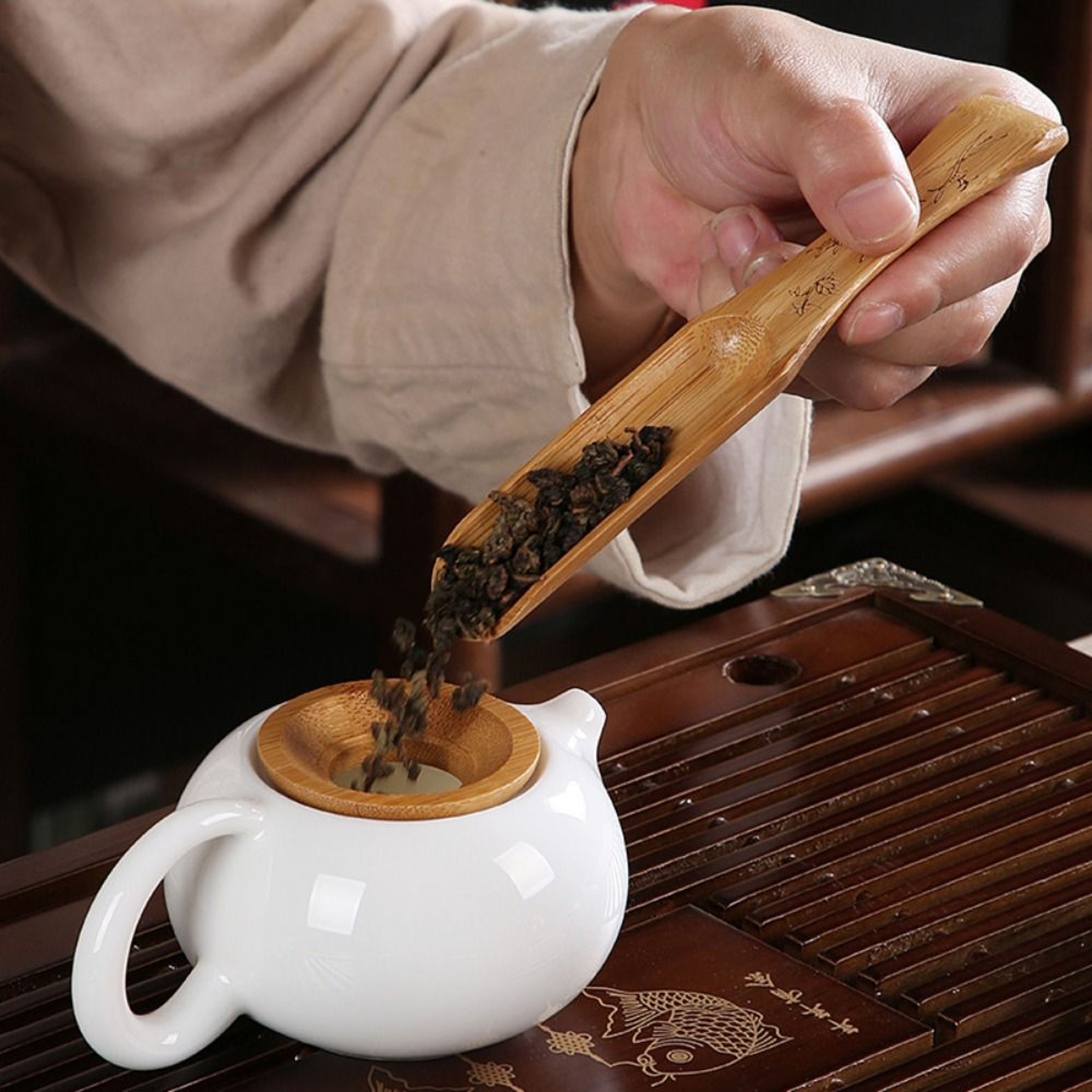 Natural Bamboo Tea Scoop For Gongfu Tea Ritual Handmade Chinese Tea Ceremony Spoon 2
