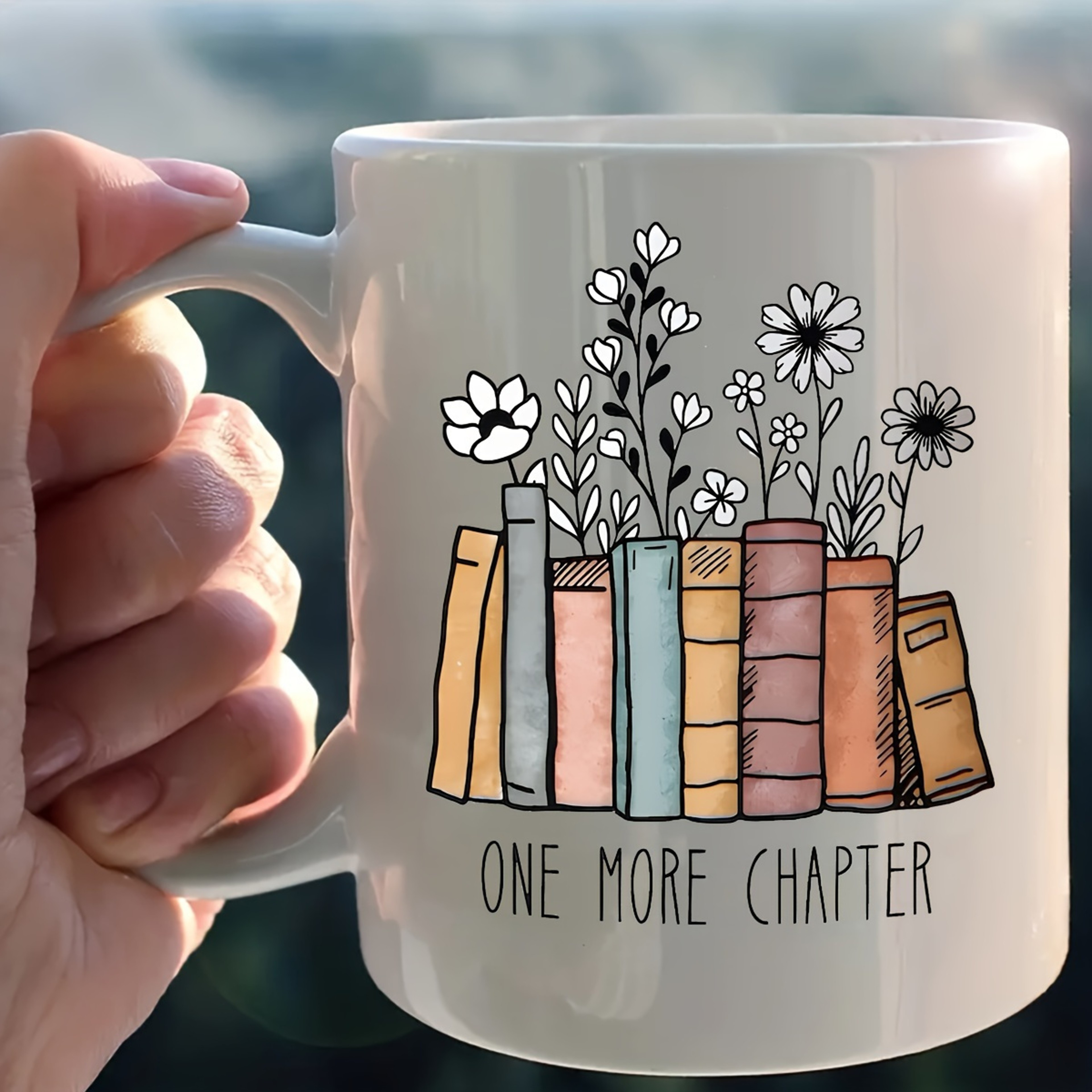 Book Lover Mug With Floral Another Chapter Design Ceramic Coffee Mug Gift 3