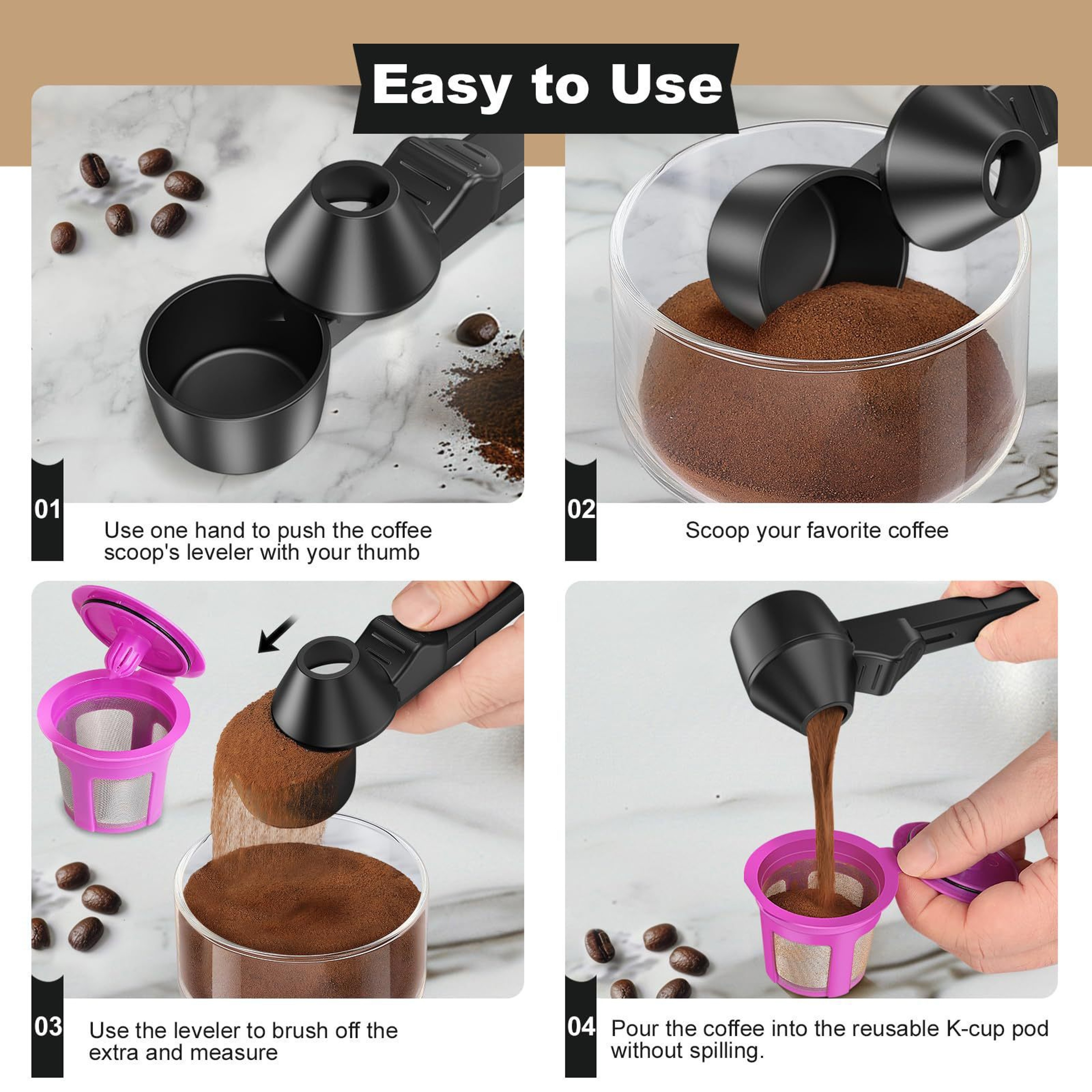 Mess Free Coffee Scoop With Funnel for Reusable K Cups – view 6