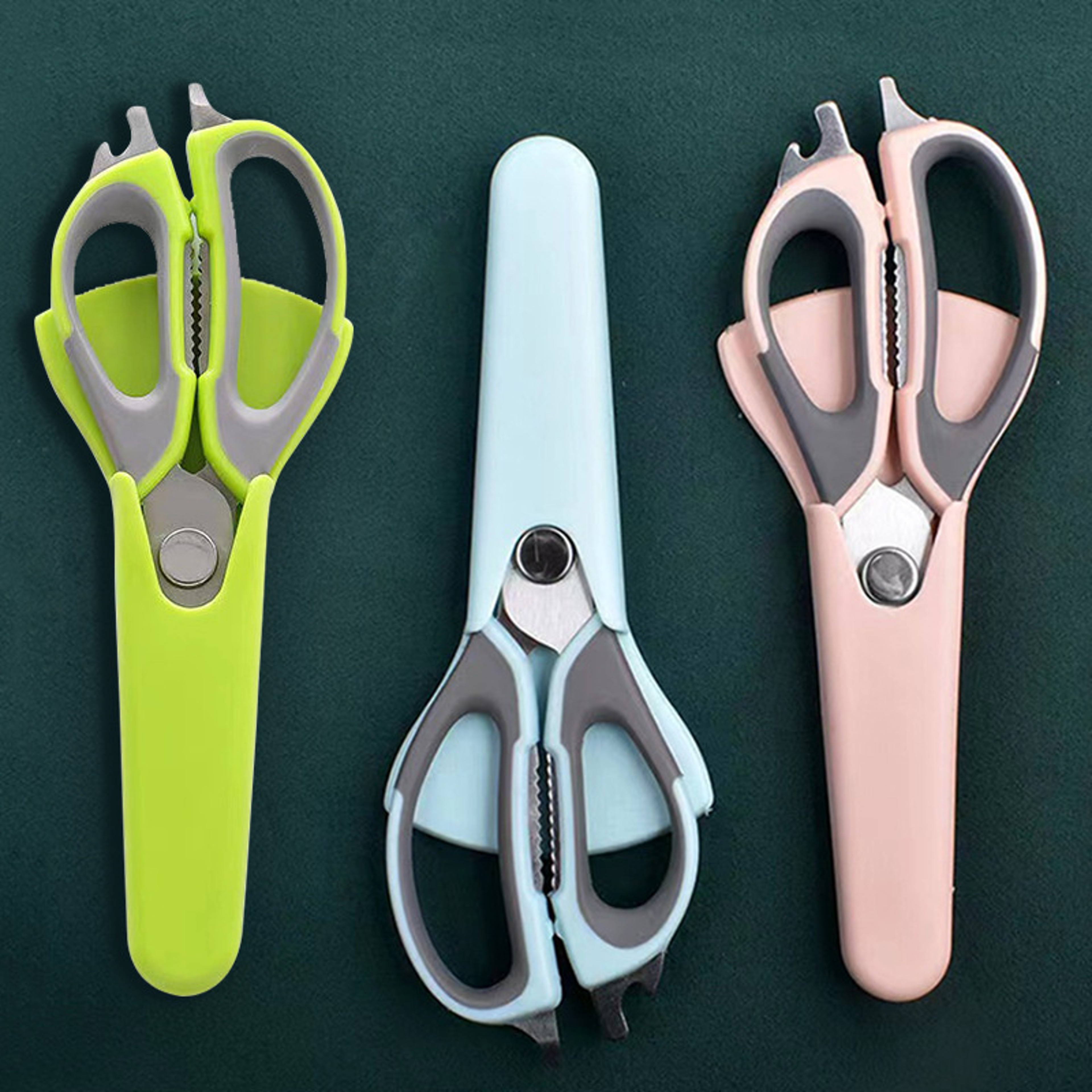 Multifunctional Stainless Steel Kitchen Scissors with Magnetic Holder – view 2
