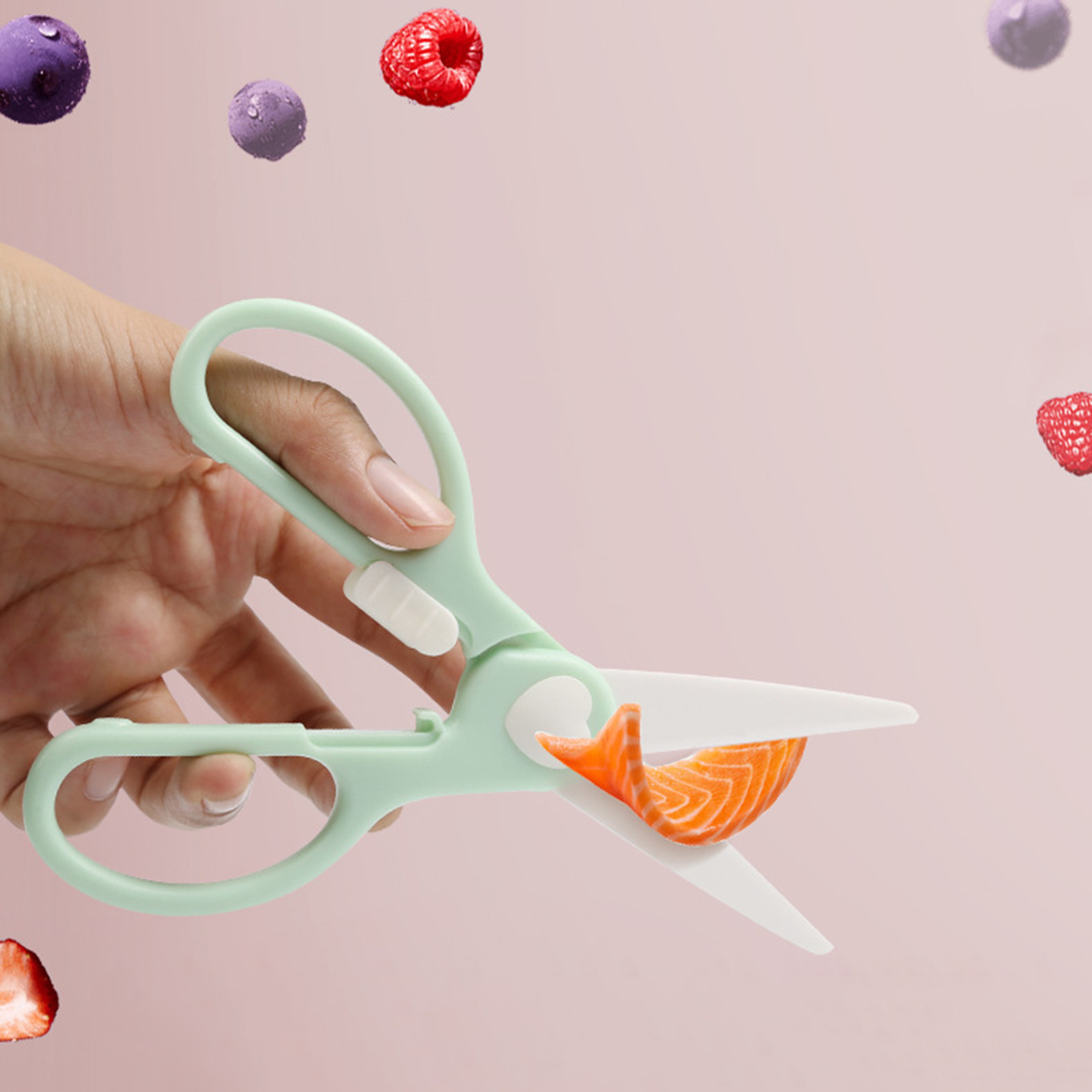 SafeBite Ceramic Baby Food Scissors With Travel Case  Safety Cover 4