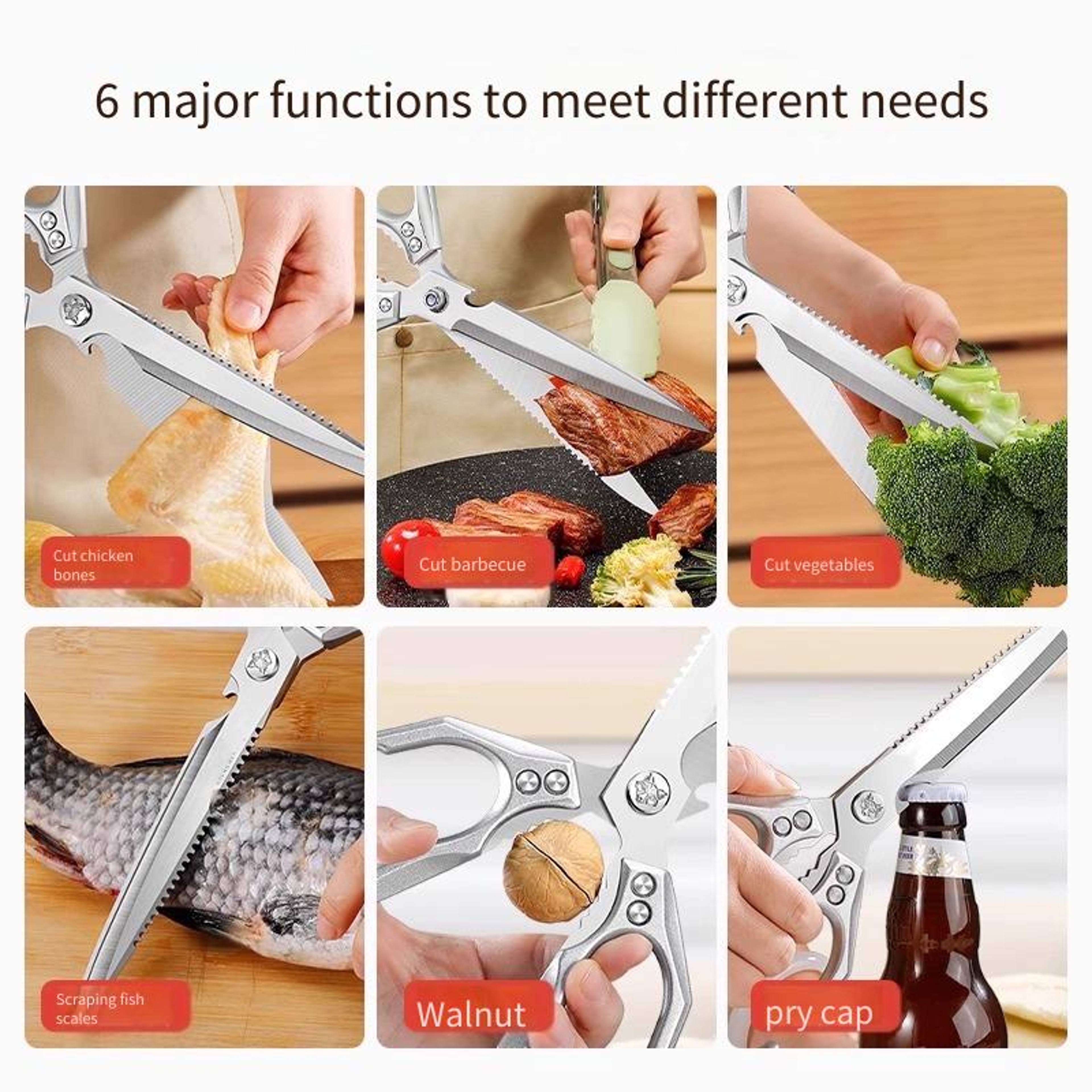 Extra Long Stainless Steel BBQ Scissors Heavy Duty Kitchen Food Shears For Meat  Grilling 2