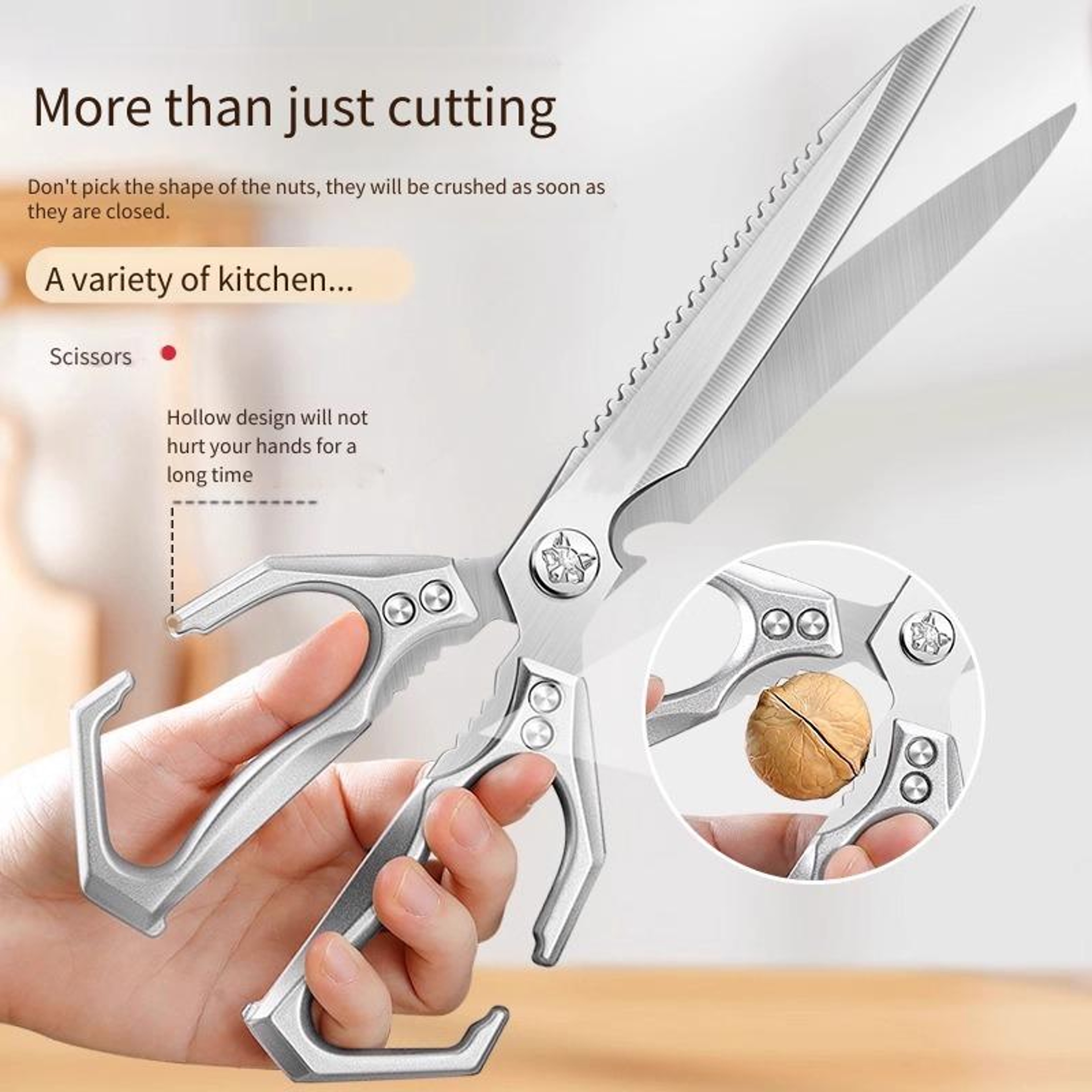 Extra Long Stainless Steel BBQ Scissors Heavy Duty Kitchen Food Shears For Meat  Grilling 4