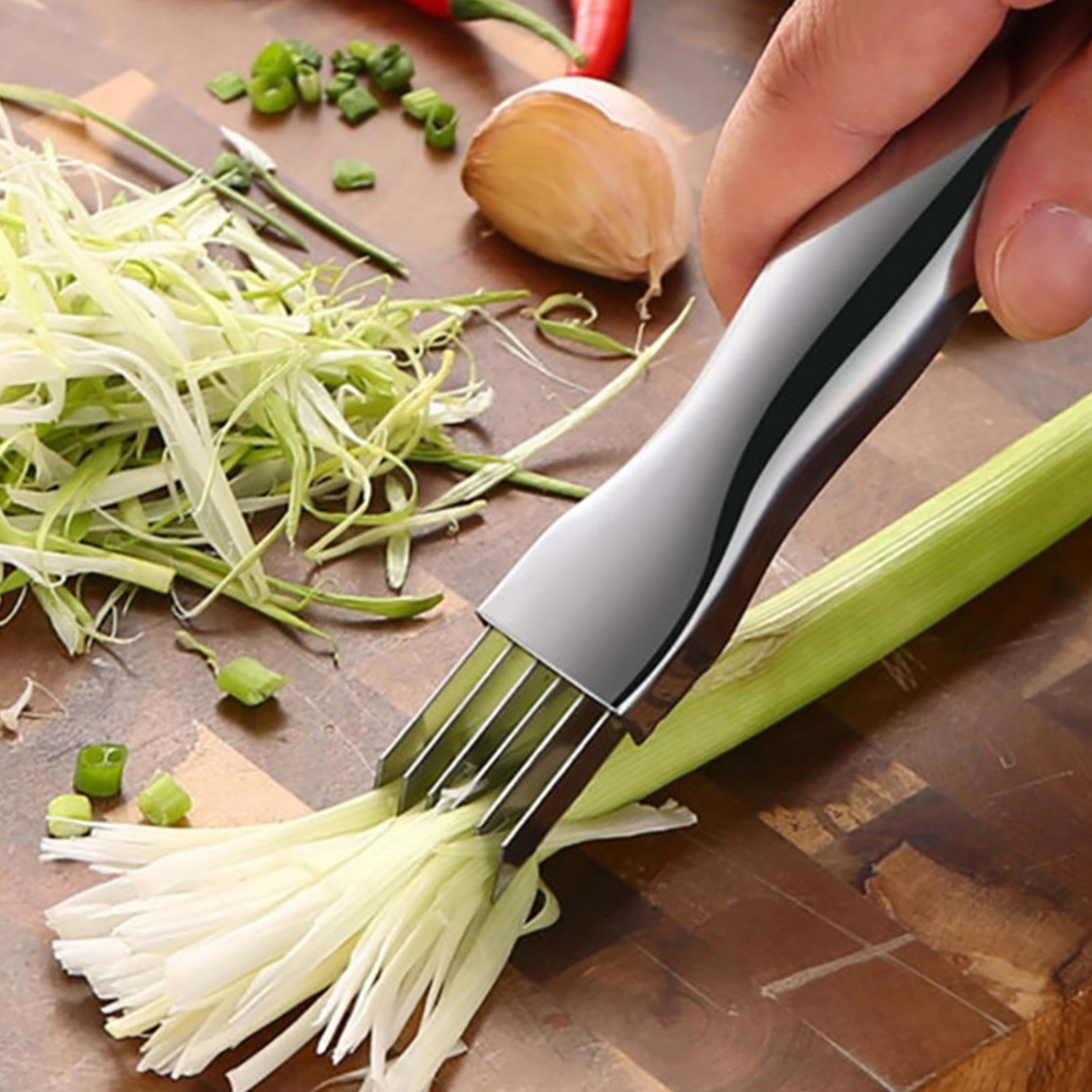 PrecisionCut Stainless Steel Scallion Cutter & Vegetable Shredder for Fast Kitchen Prep – view 5